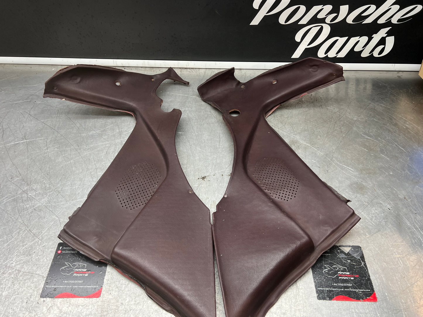 Porsche 944 burgundy rear interior C Post trims/cards. Quarter panel trim used 94455502101 94455502201