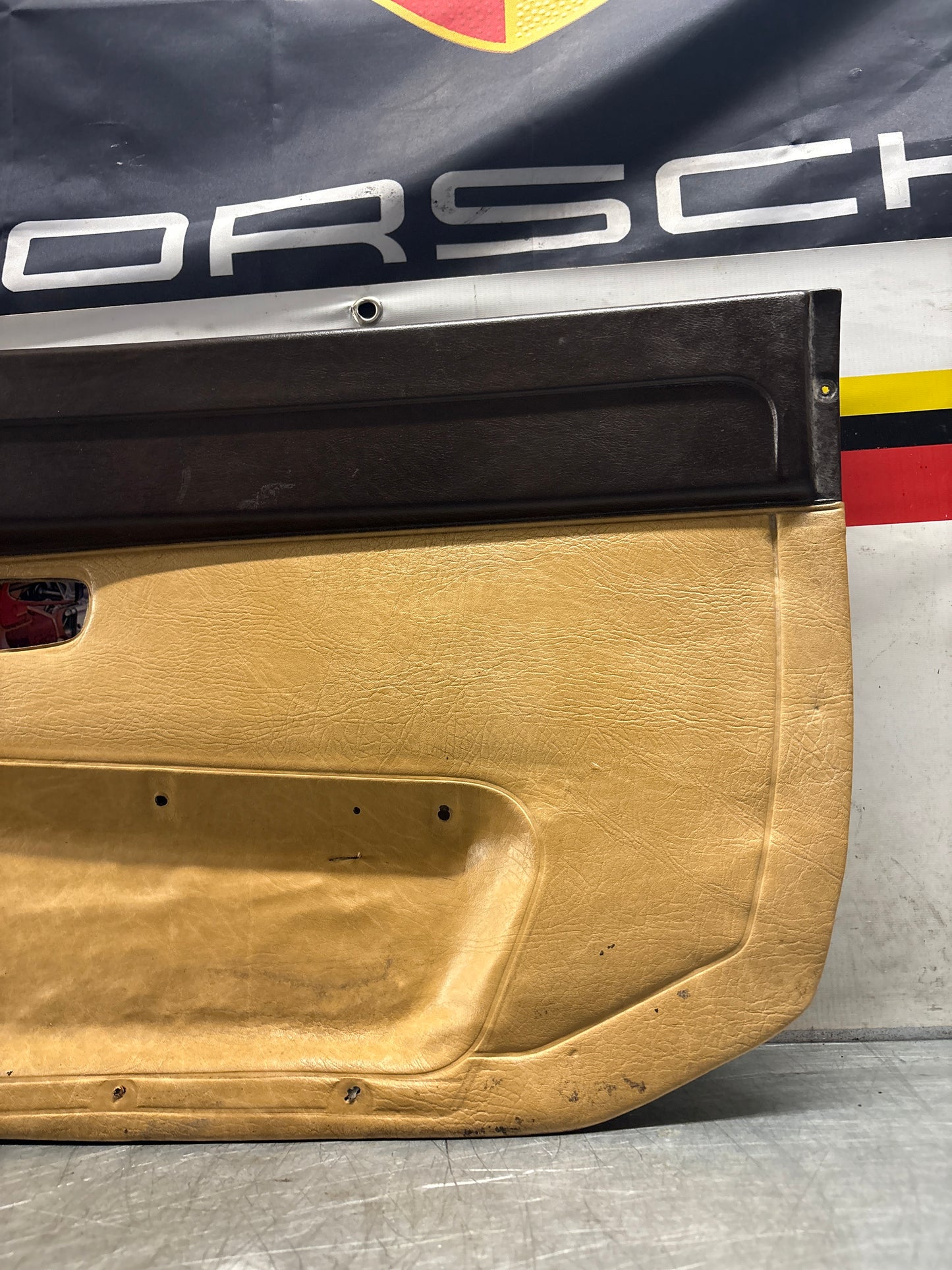 Porsche 924 brown/beige electric window door card, right, off side 477867012 used