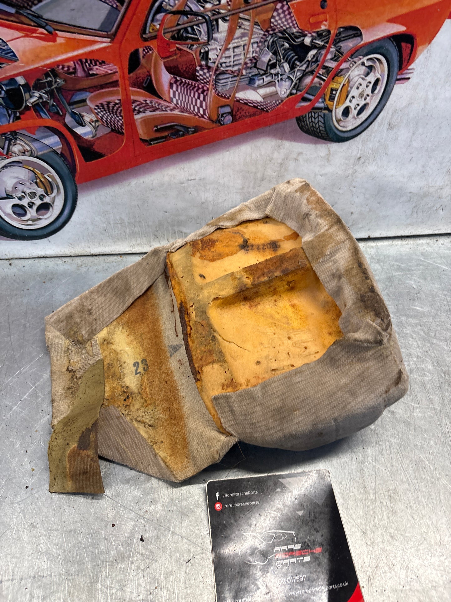 Porsche 928 rear left seat upper cushion, carpeted, white, used 92852204550