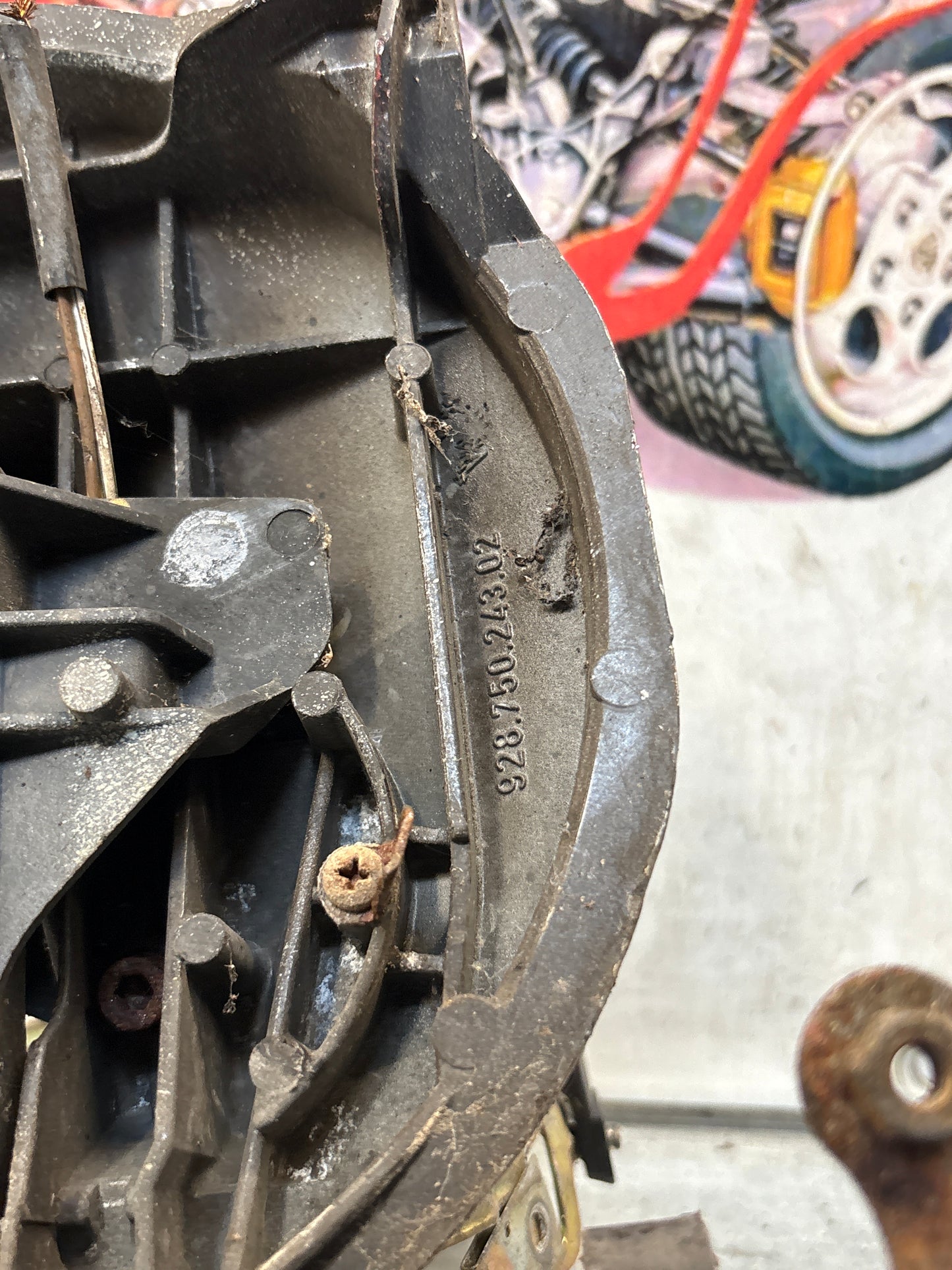 Porsche 928 right headlight swivel frame 92875024902 92875024302 used