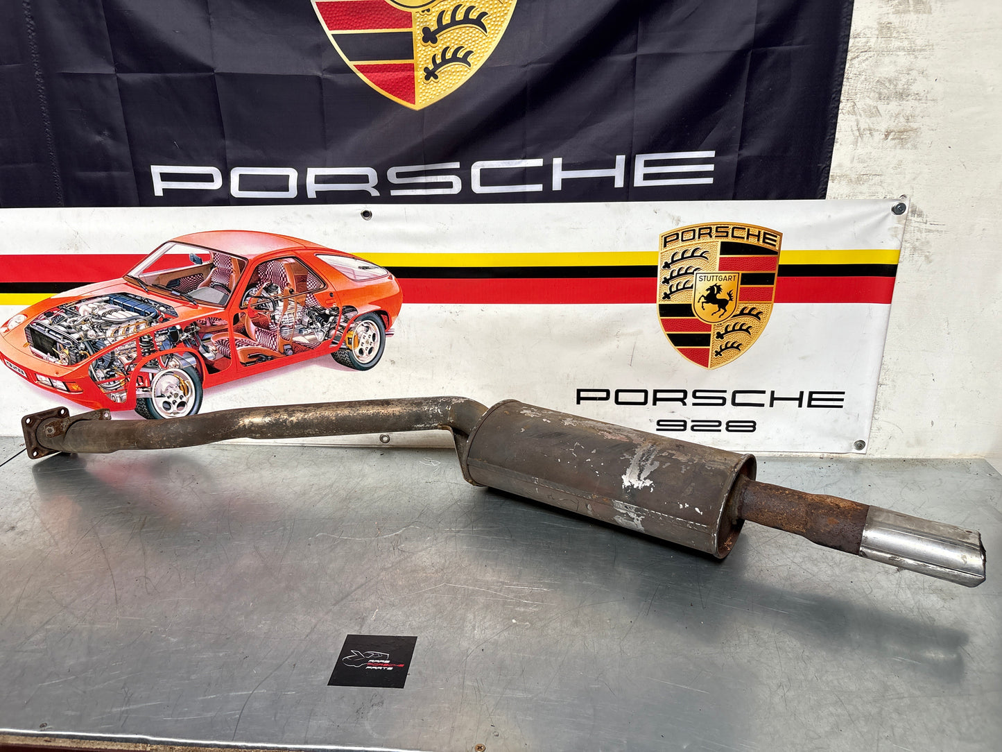 Porsche 924 Turbo Bischoff exhaust system rear muffler, used 93111105006