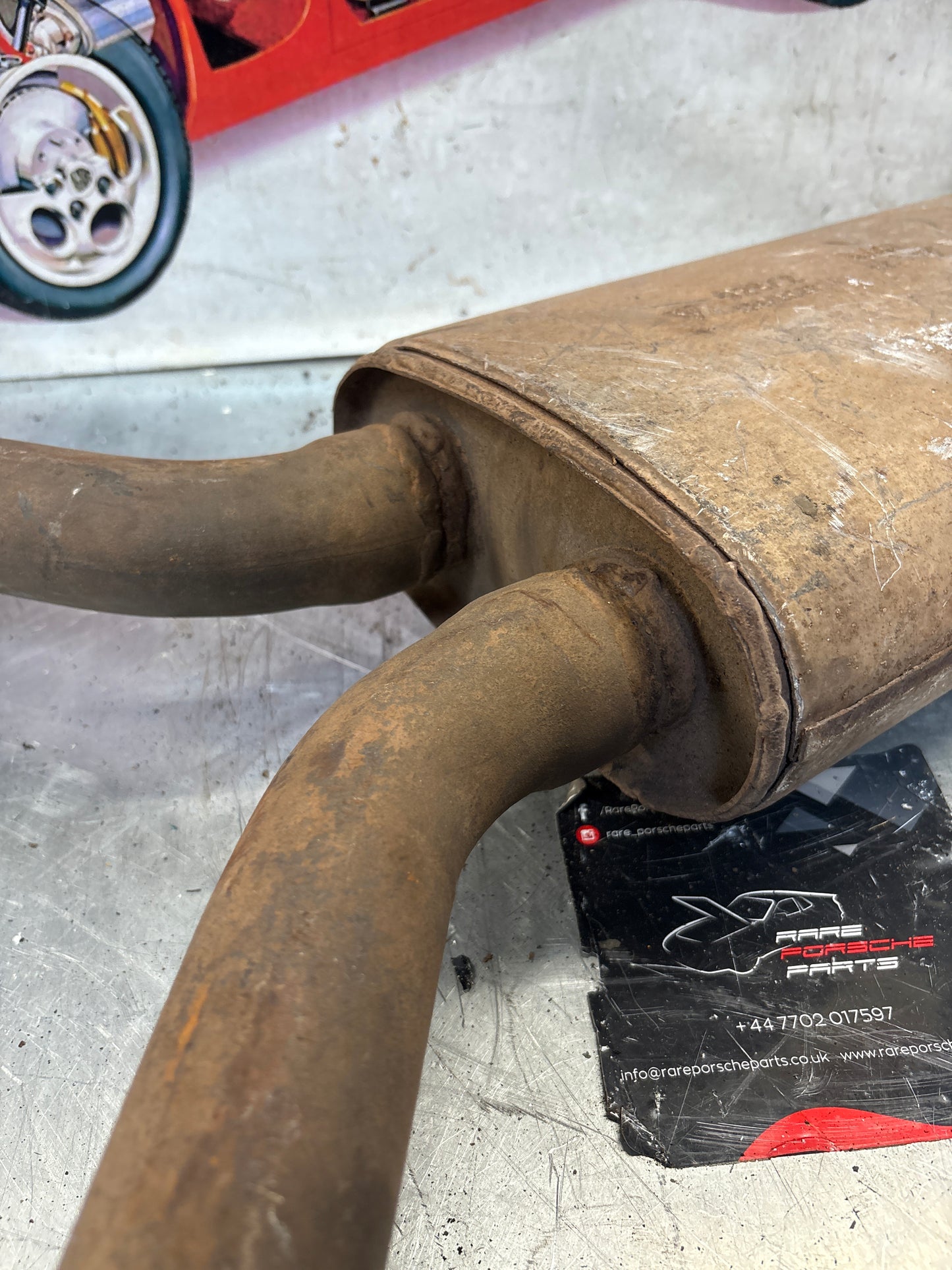 Porsche 928 front muffler, used 92811108204