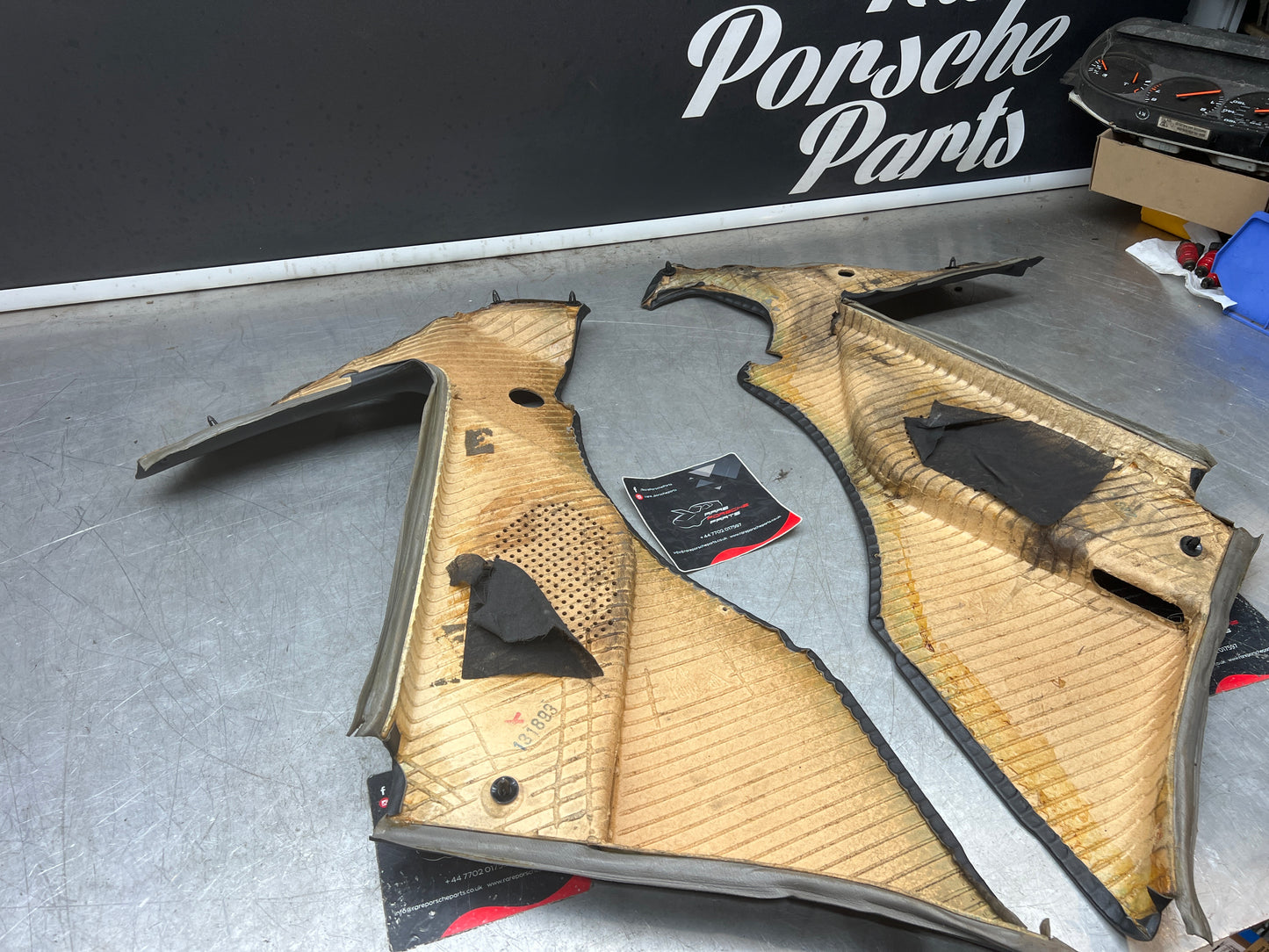 Porsche 944 black rear interior C Post trims/cards. Quarter panel trim used 944555021 944555022
