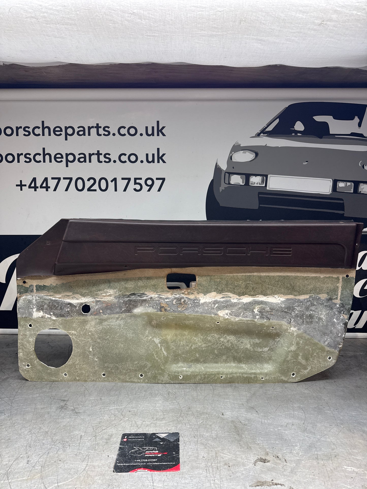 Porsche 924/ Early 944 Brown Script Bare door card. Fibreglass repaired. 477867012