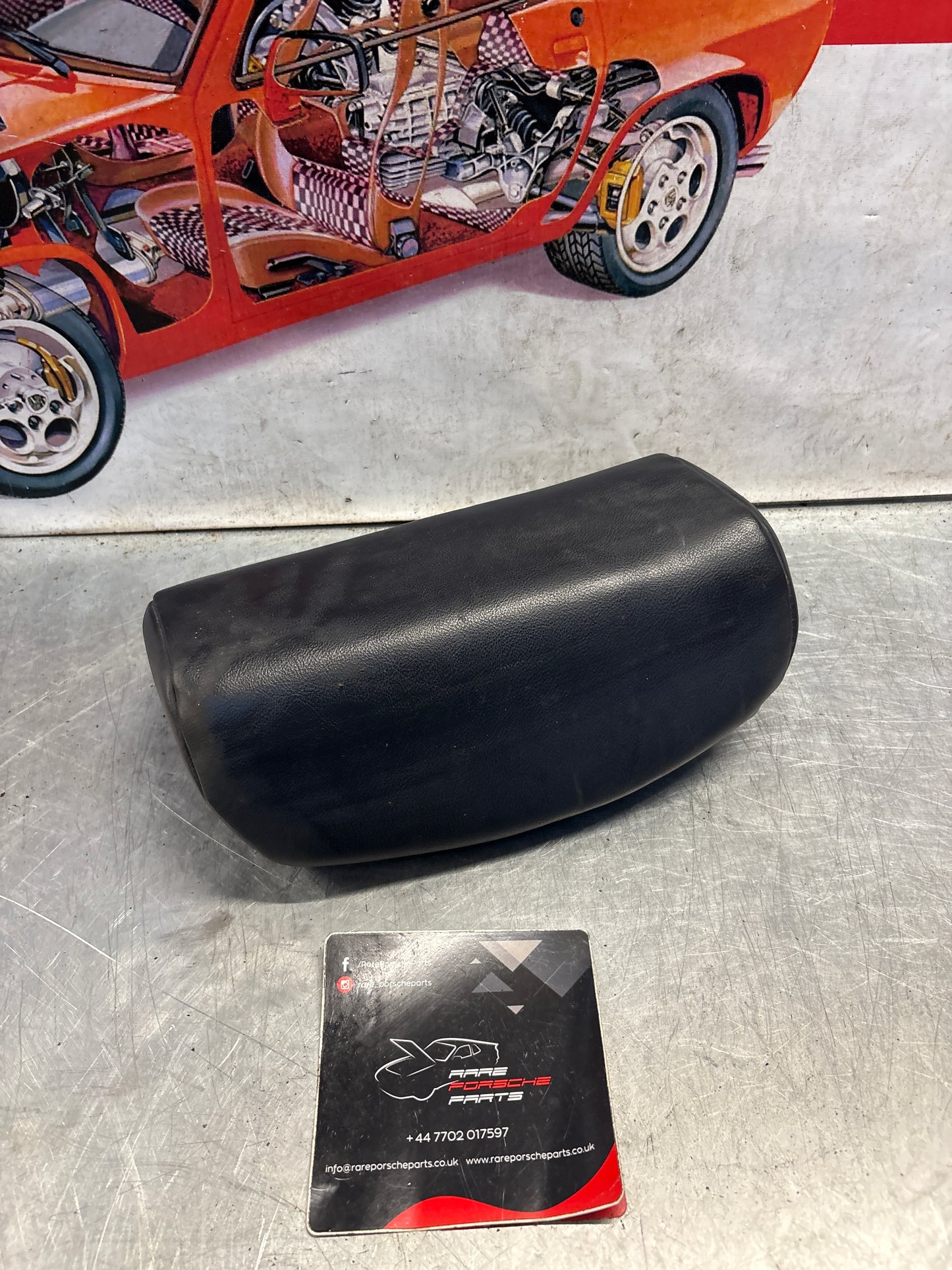 Porsche 928 rear left seat centre cushion,blue, leather, used 92852208751