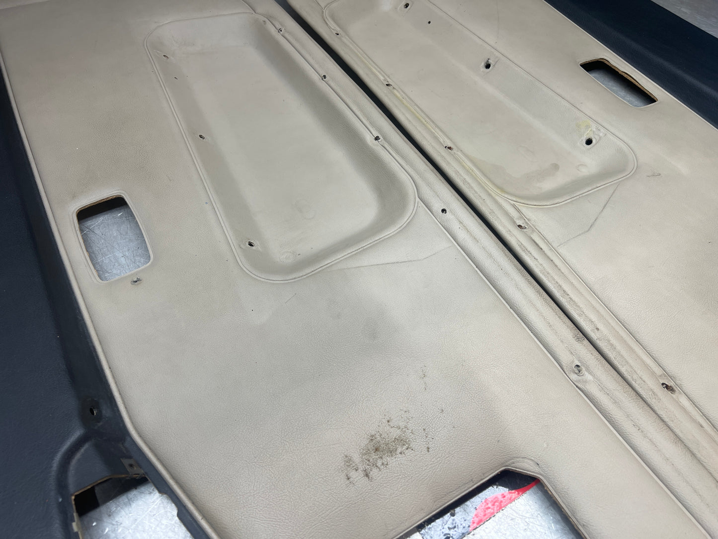 Pair Of Porsche 944 black / cream / white door cards 94455501701 94455501801 used, nice condition.
