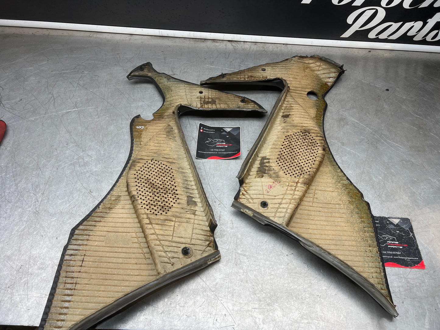 Porsche 944 black rear interior C Post trims/cards. Quarter panel trim used 944555021 944555022