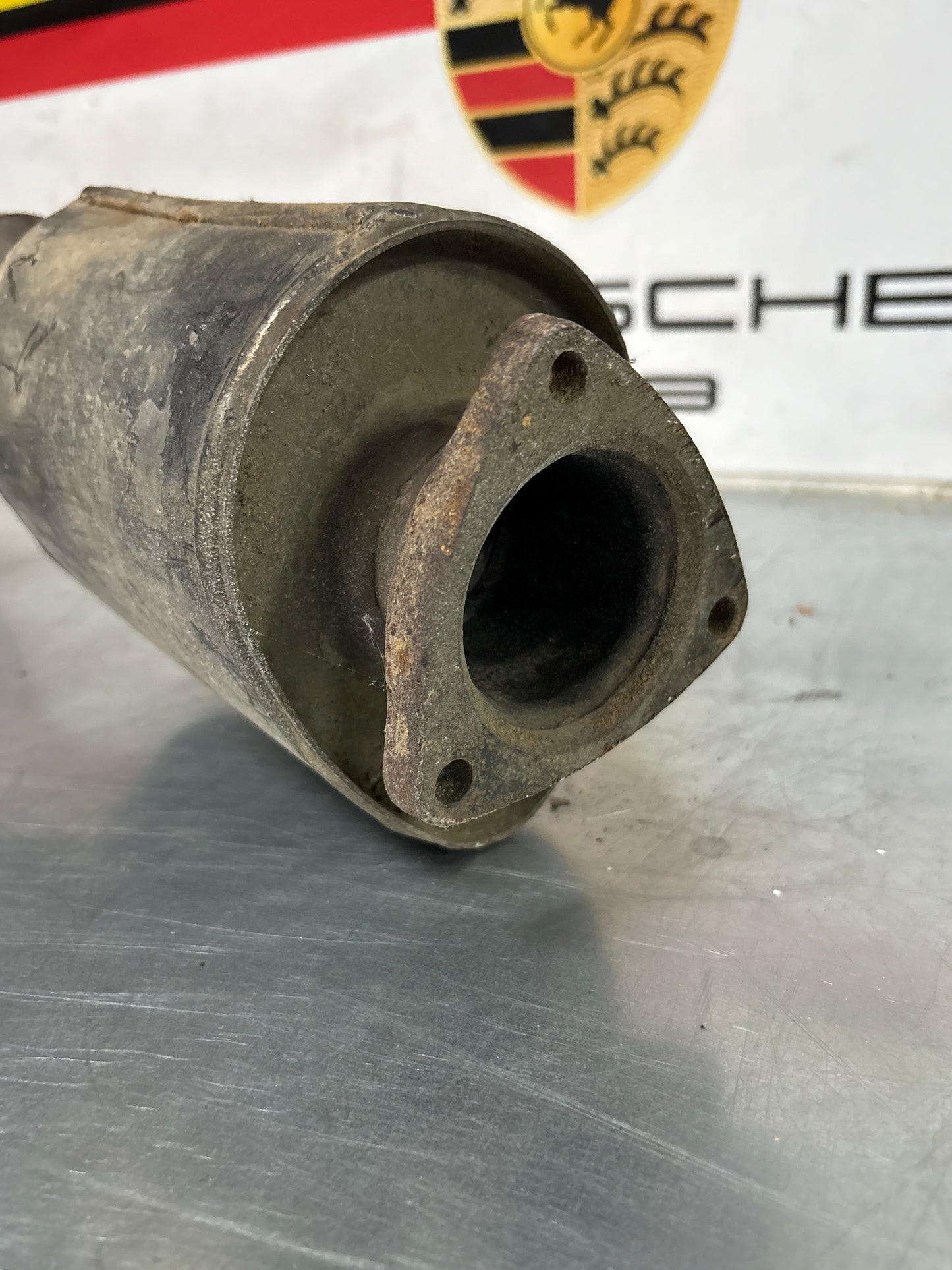 Porsche 944S Bischoff exhaust system rear muffler, used 94411108302 / 94411104100