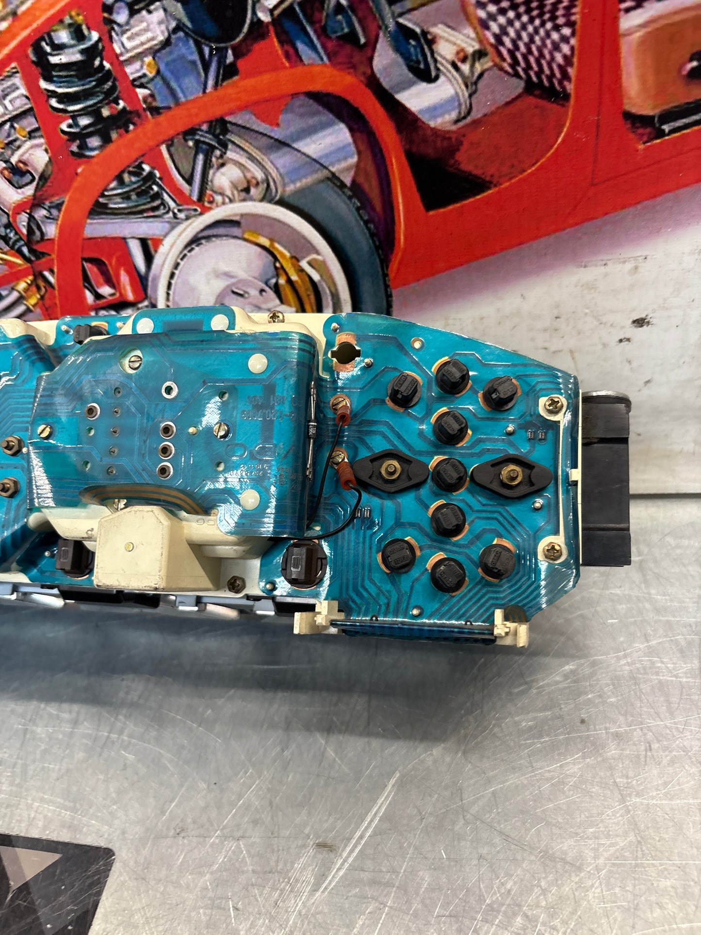 Porsche 928 dash clock binnacle pod speedometer, 92864110235 used  showing 046779 Km, plastic screen has some scratches