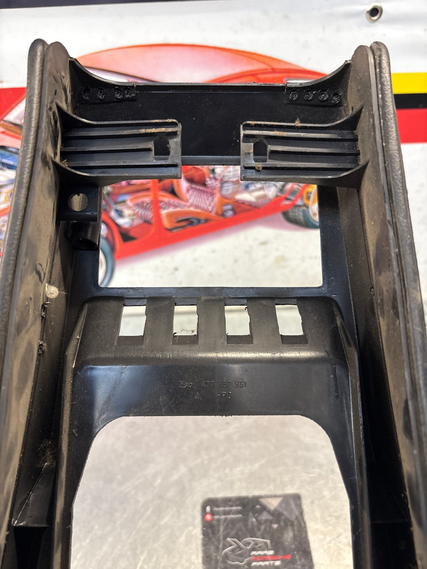 Porsche 924 944 centre console black with black carpet one switch hole 477857969 / 477857951 used