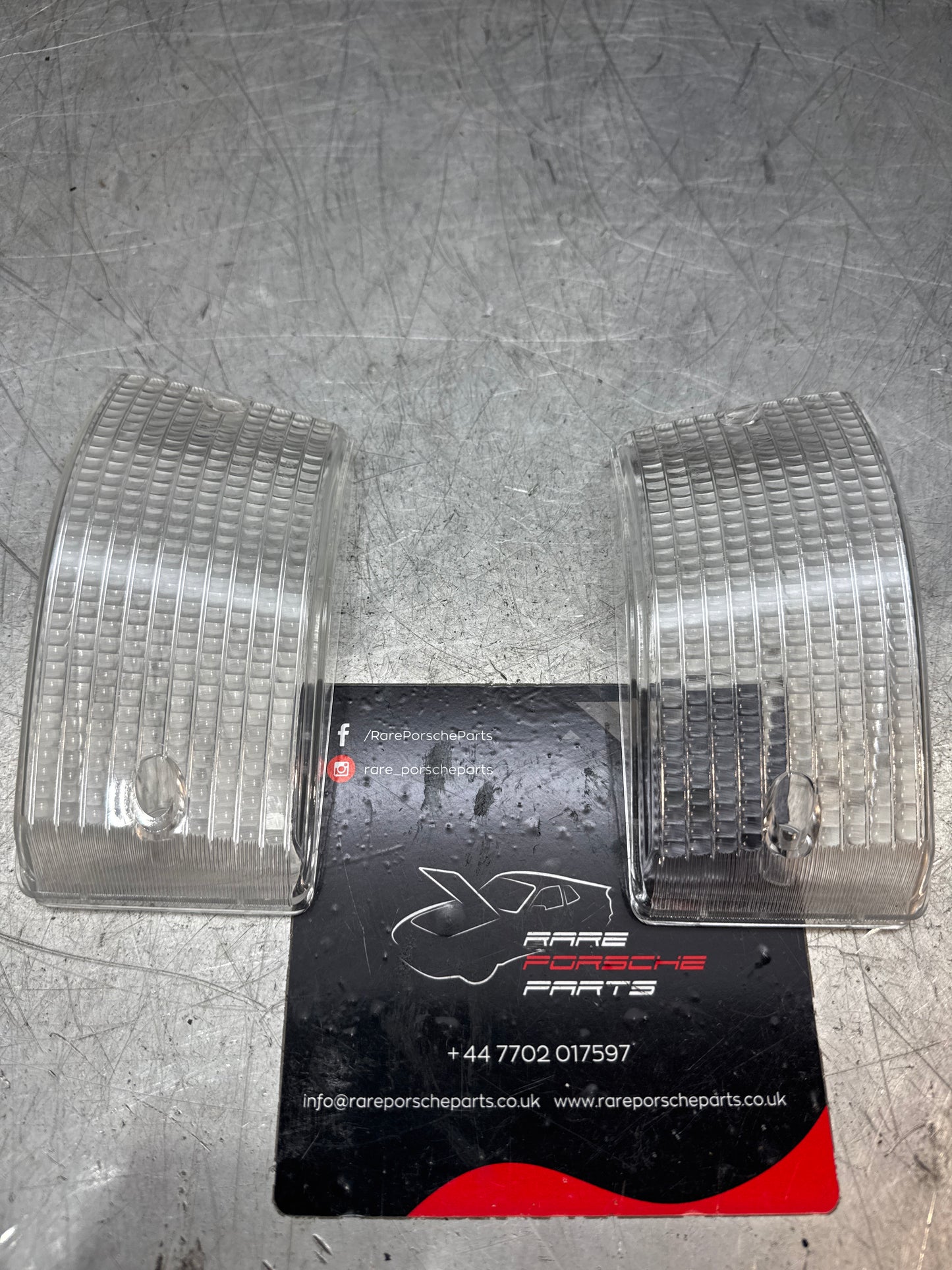 Porsche 924 944 Turn signal indicator lens 2x , front tinted, 477953161B 477953162B smoked