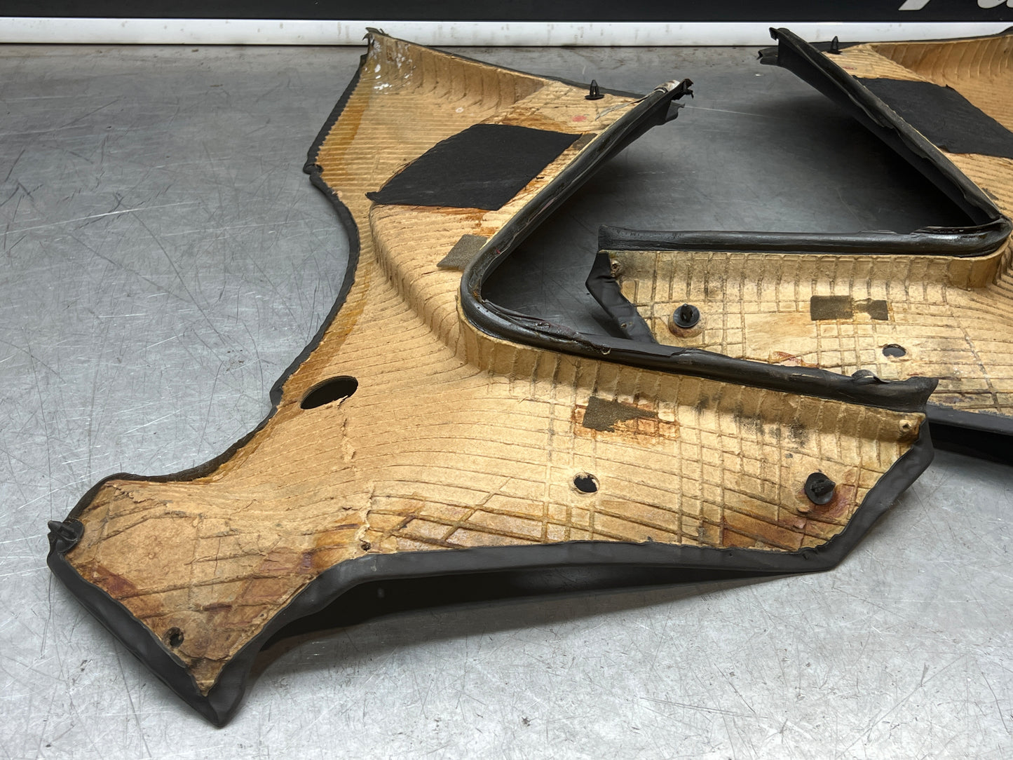 Porsche 944 black rear interior C Post trims/cards. Quarter panel trim used 944555021 944555022