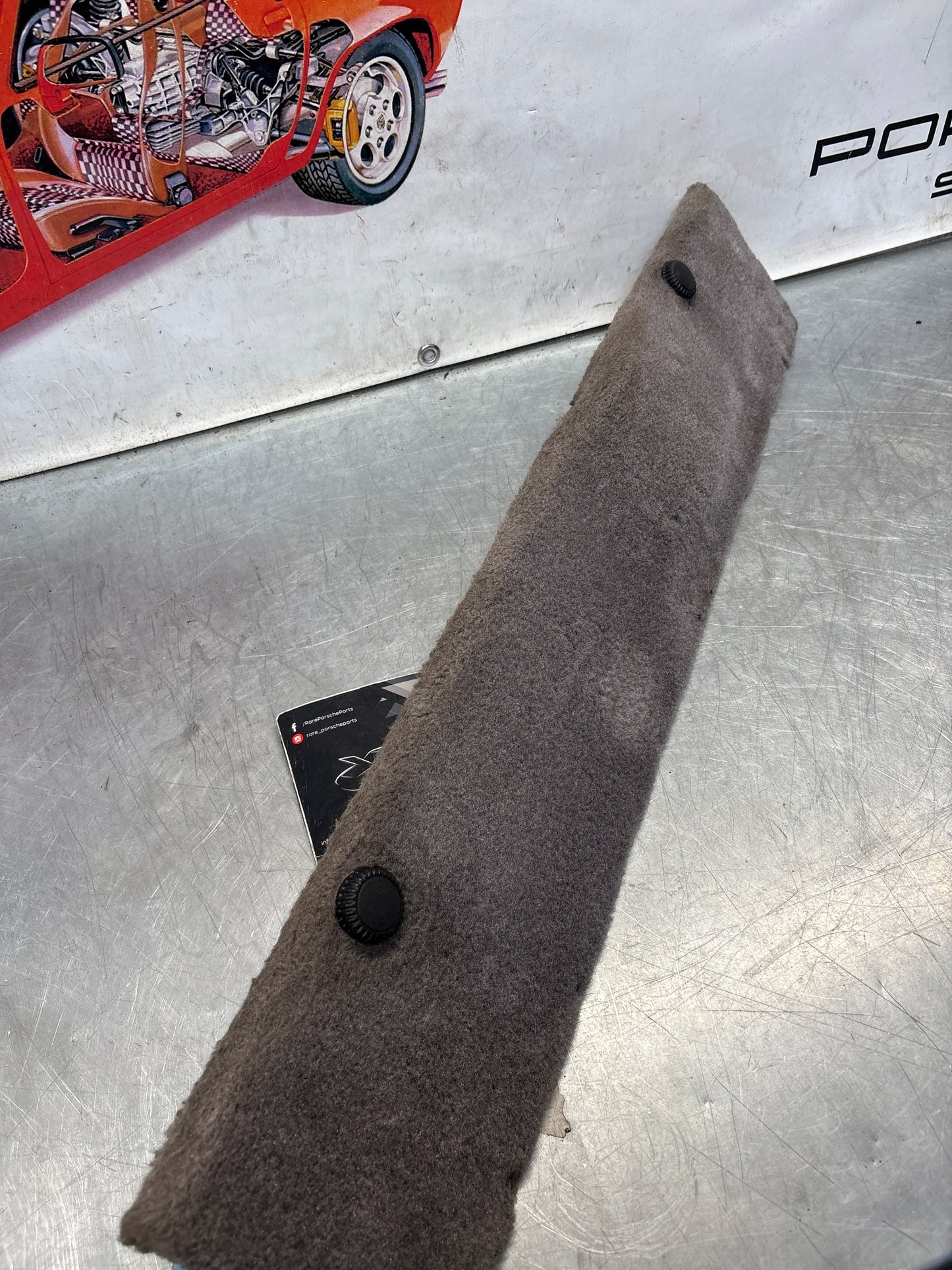 Porsche 928 grey carpeted Tool kit panel cover, used 92855118106
