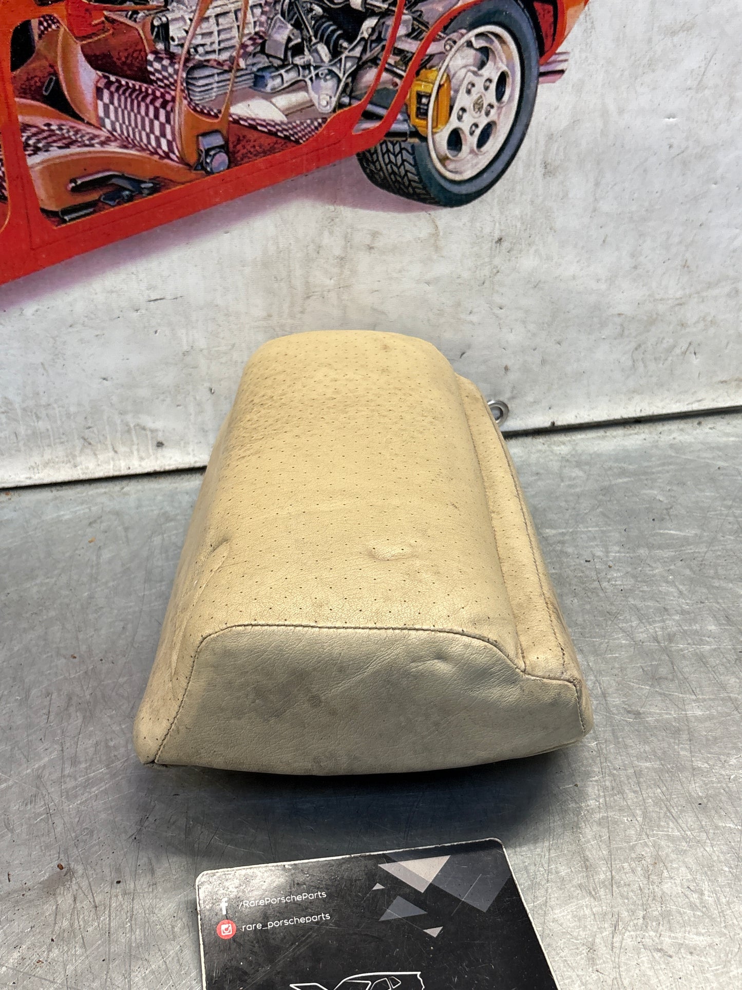 Porsche 928 rear left seat upper cushion, leather, white, used 92852204550