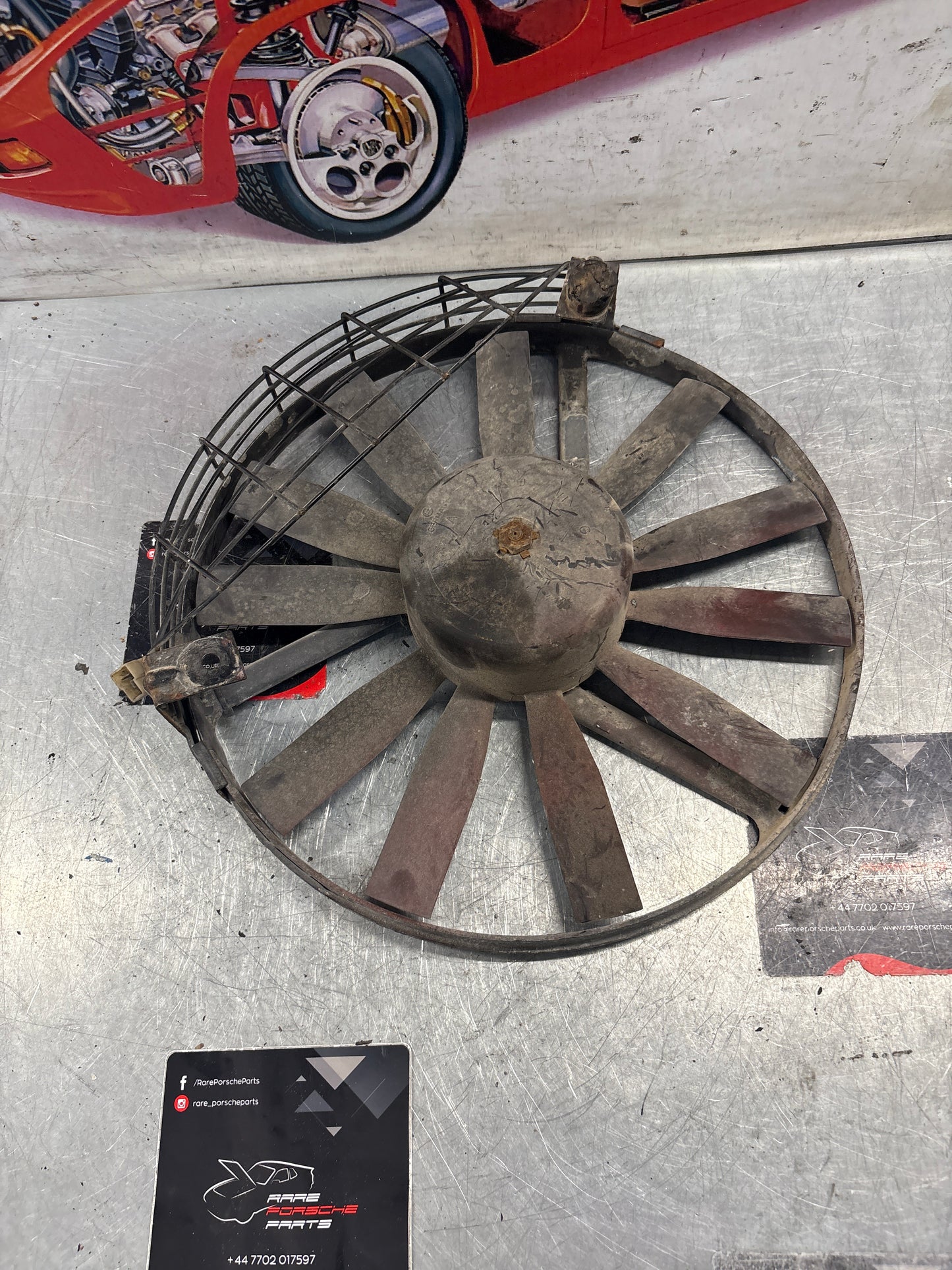 Porsche 928, 80- Air conditioner condenser  cooling  fan, genuine 92862410301 used