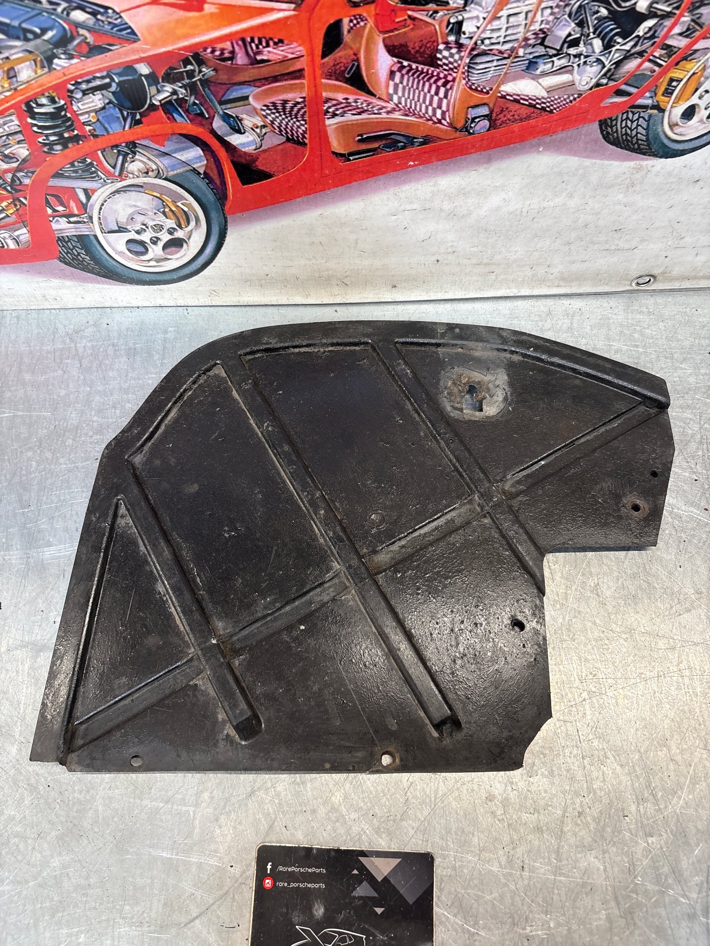 Porsche 928 front wheel splash guard arch liner, used 92850422110