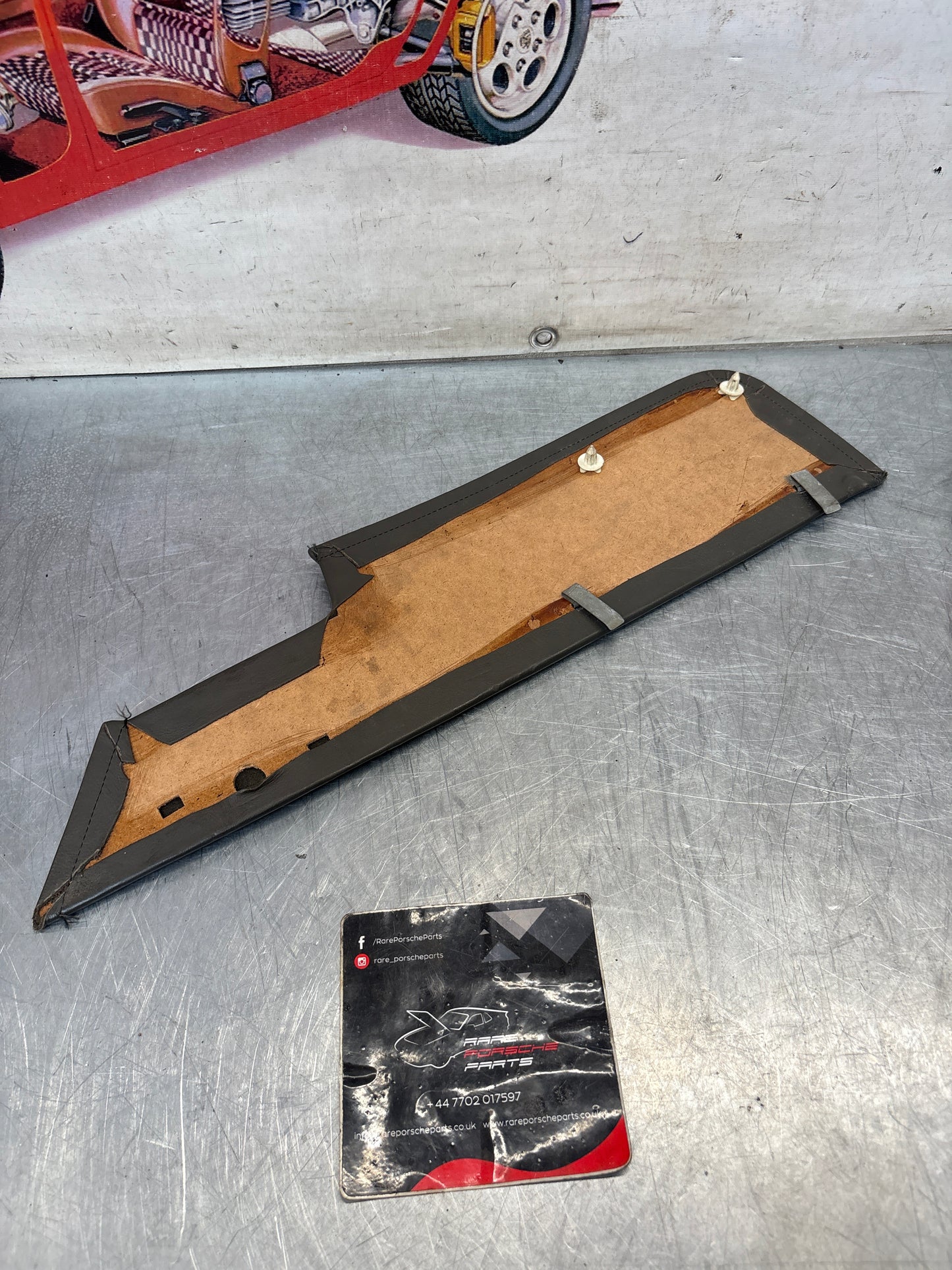 Porsche 928 door card insert panel, left grey, 92855505102, used