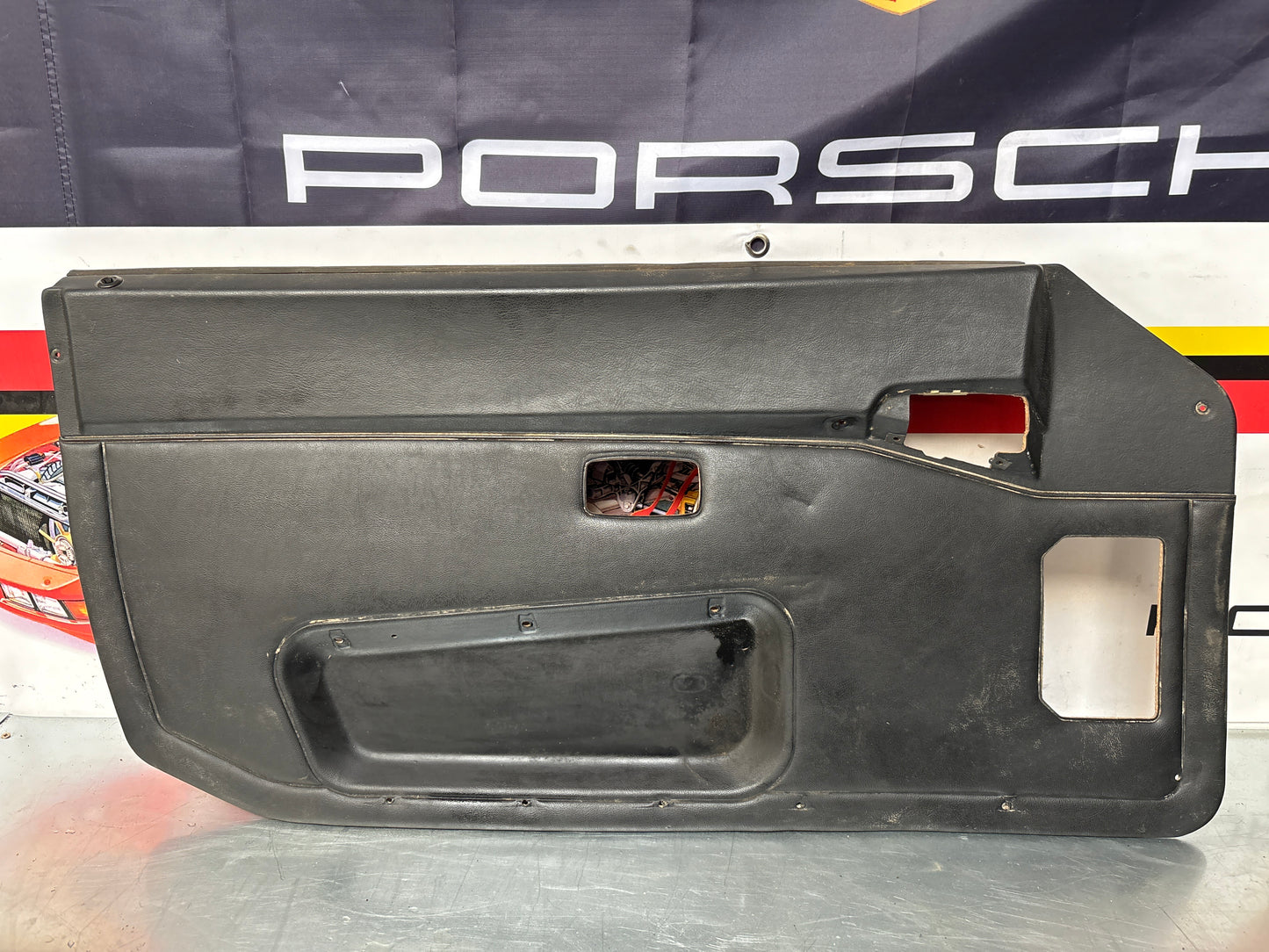 Porsche 944 left side Black door card, used 94455501701