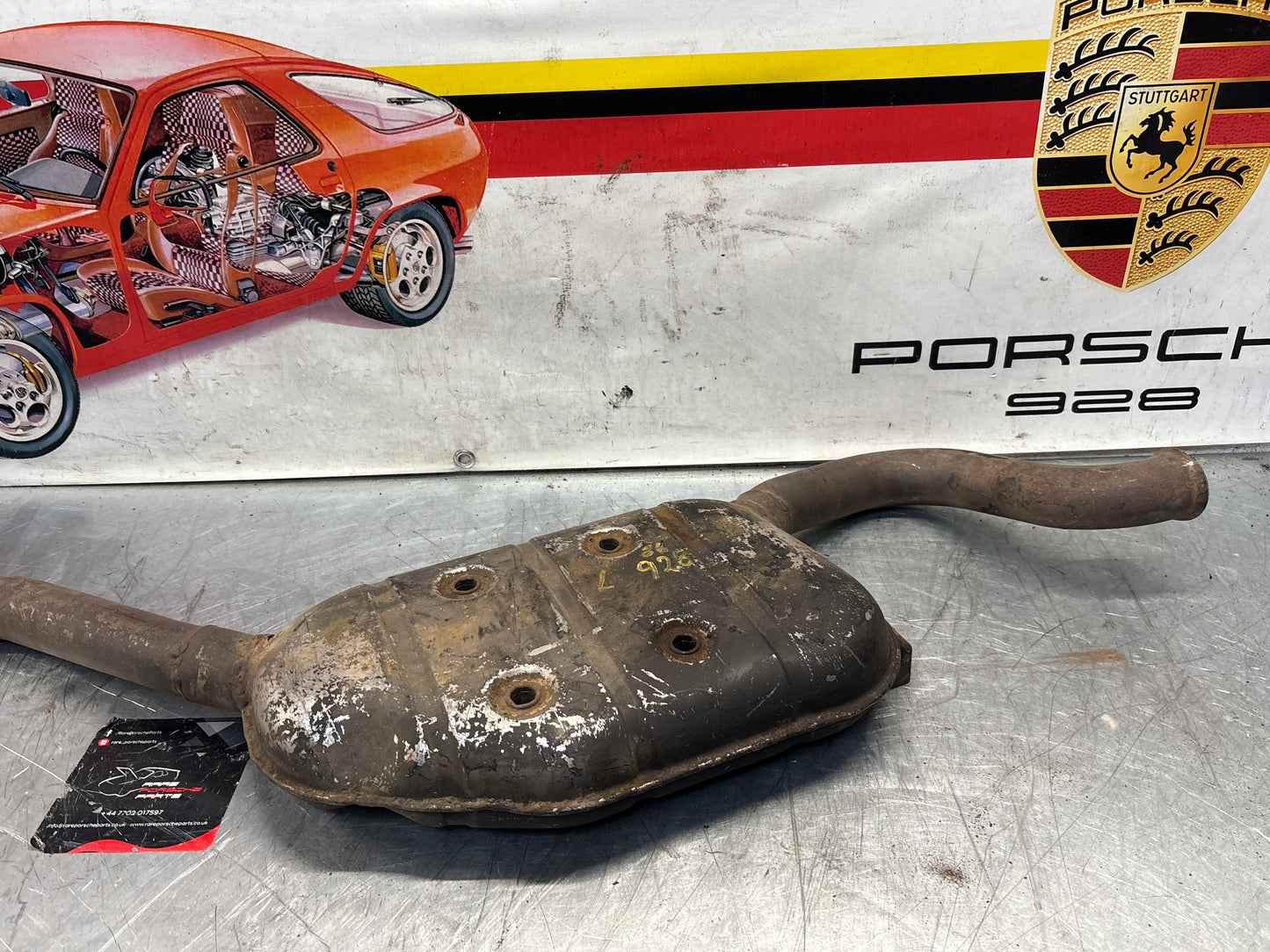 Porsche 928 Left side silencer, used 92811109302