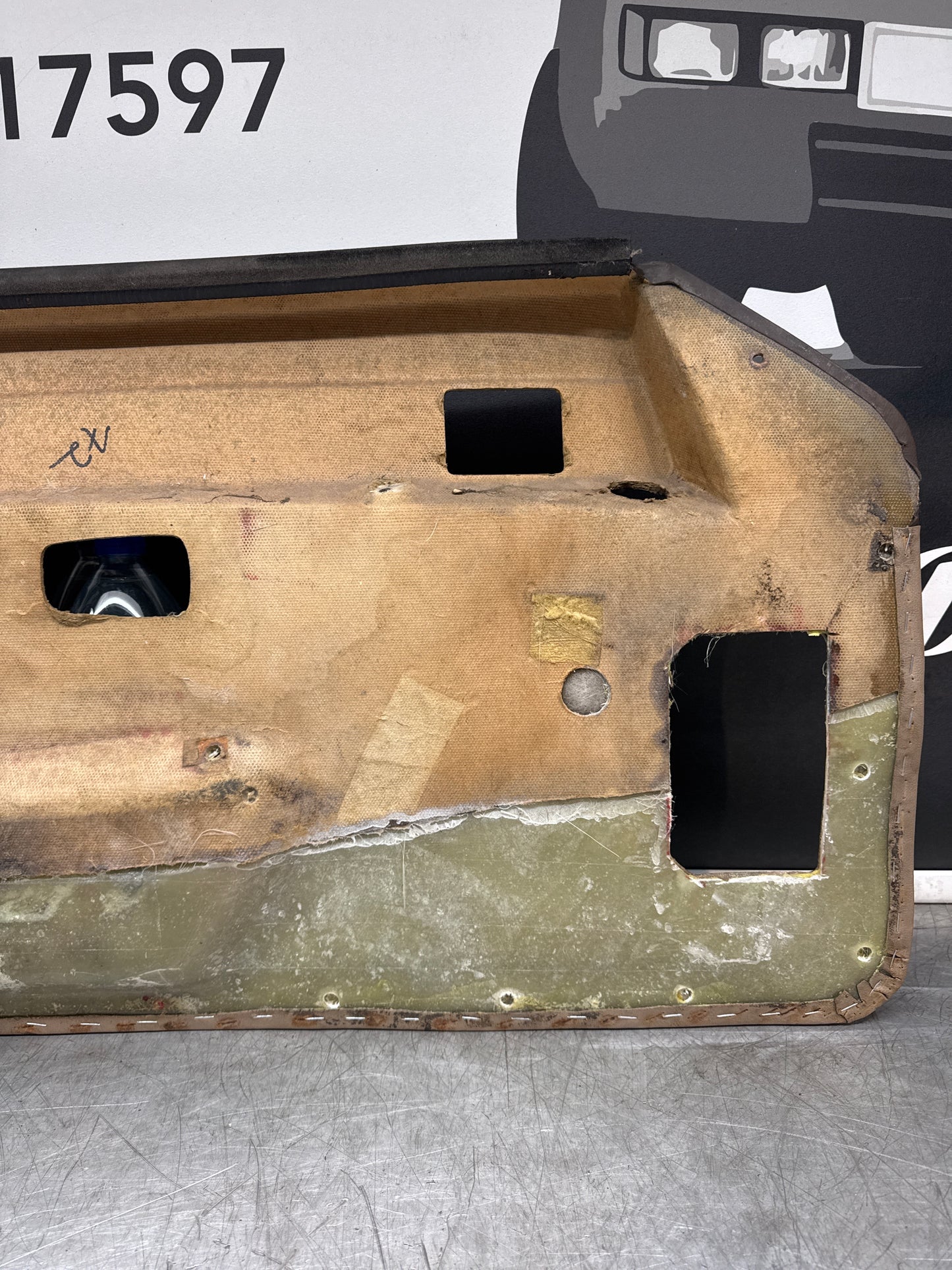 Porsche 924/944 early Porsche brown / cream door card pair. used condition left side, Rhd, 478867011