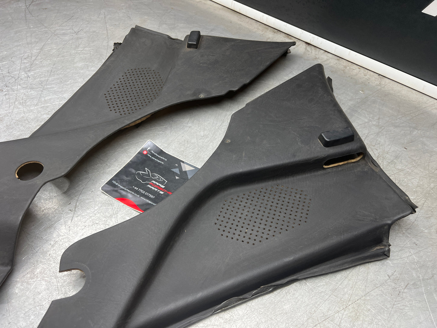Porsche 944 black rear interior C Post trims/cards. Quarter panel trim used 944555021 944555022