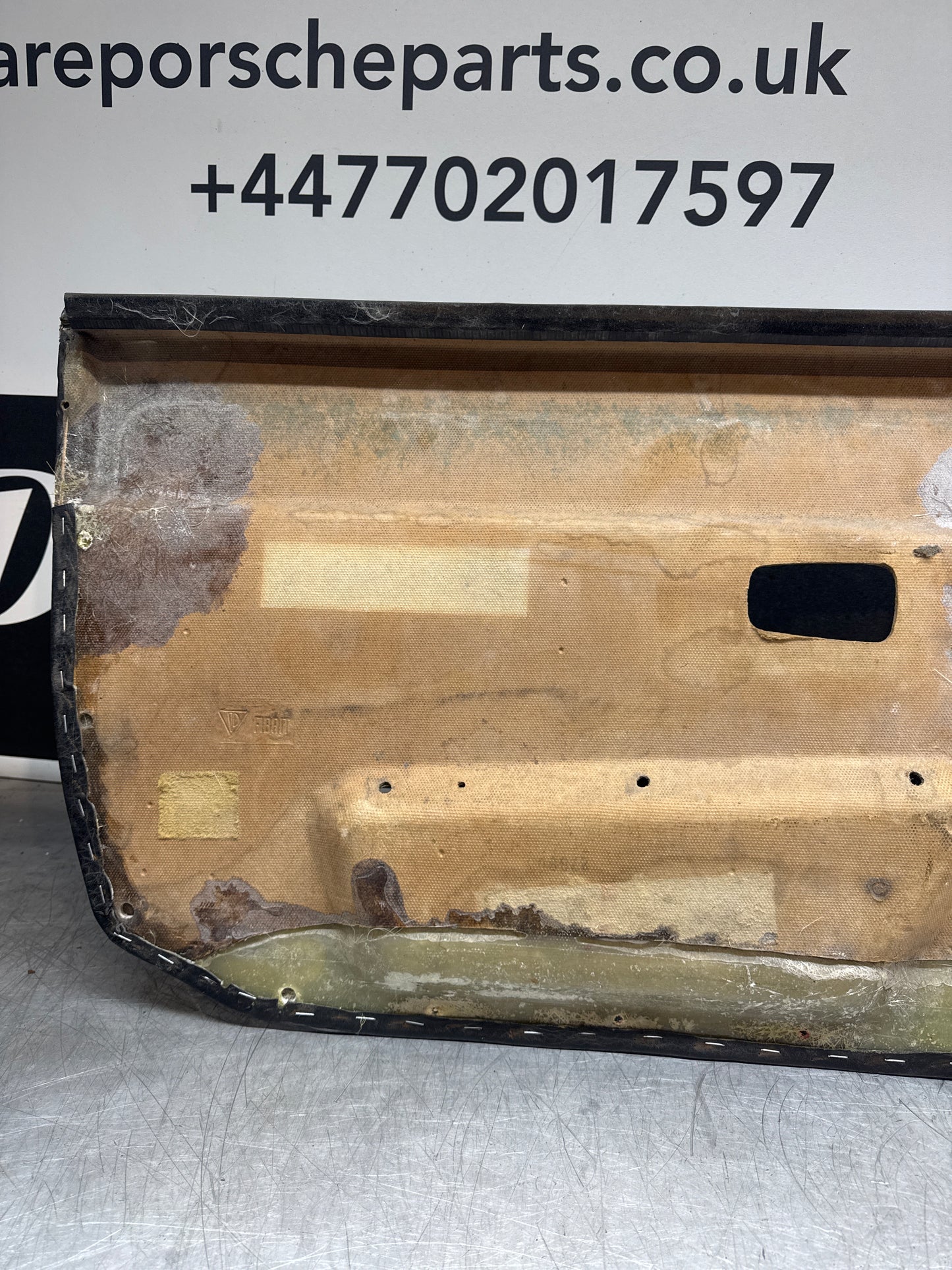 Porsche 924/944 early Porsche scripted door card used right side, Rhd, Fibreglass repaired 478867012