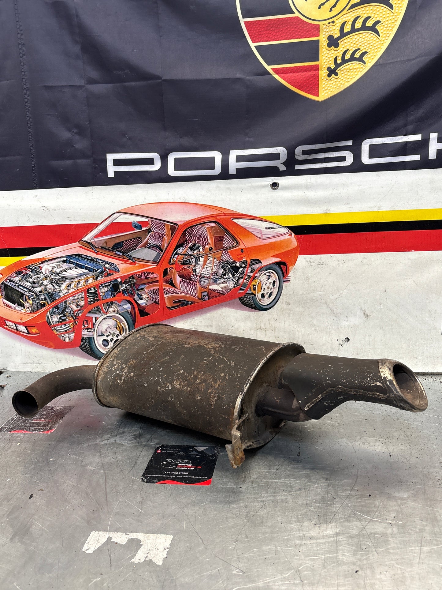 Porsche 928 rear exhaust box, used 92811109701