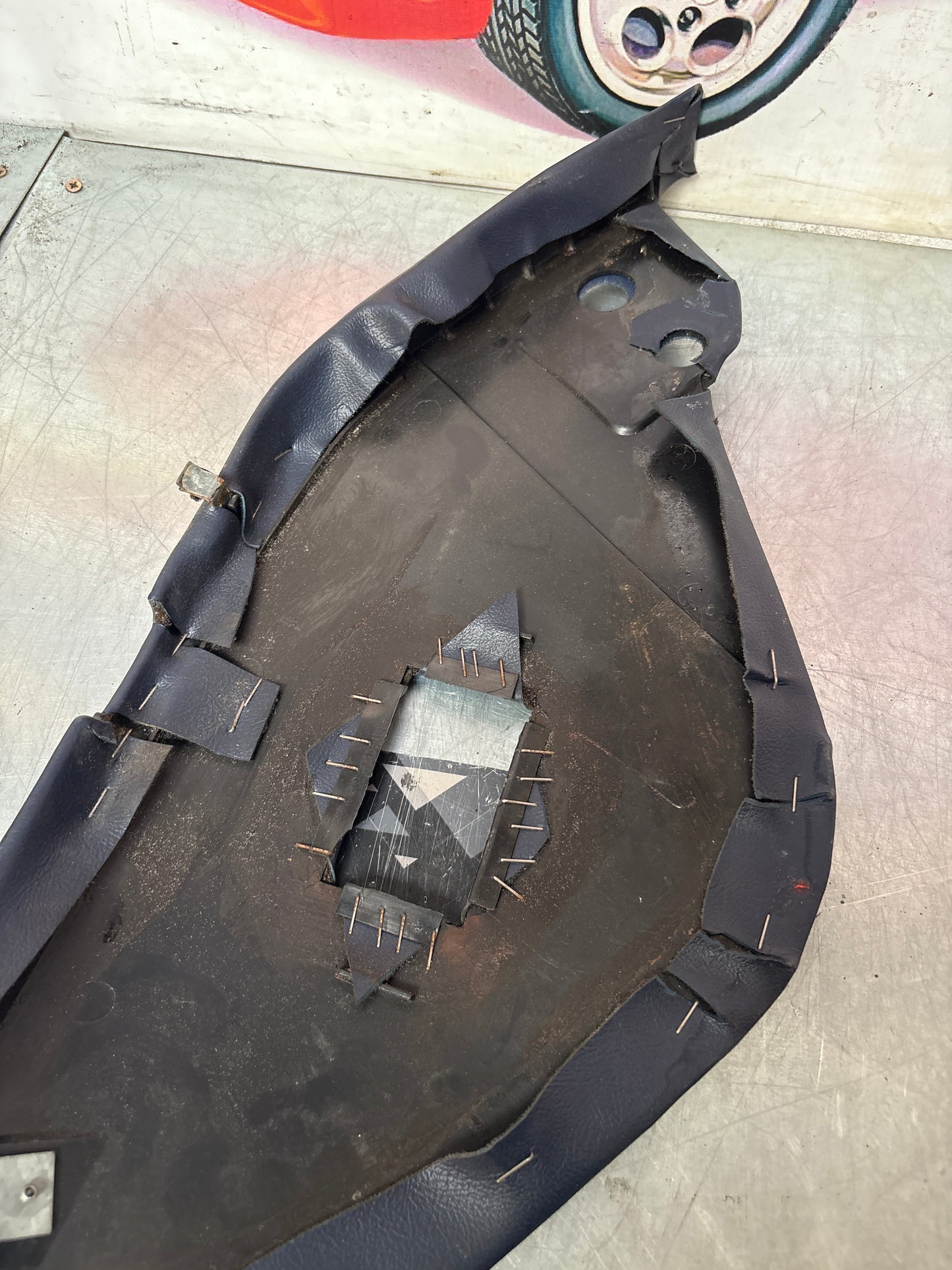 Porsche 928 Rear Seat Side Panel Left, cobalt blue, used 92852204104