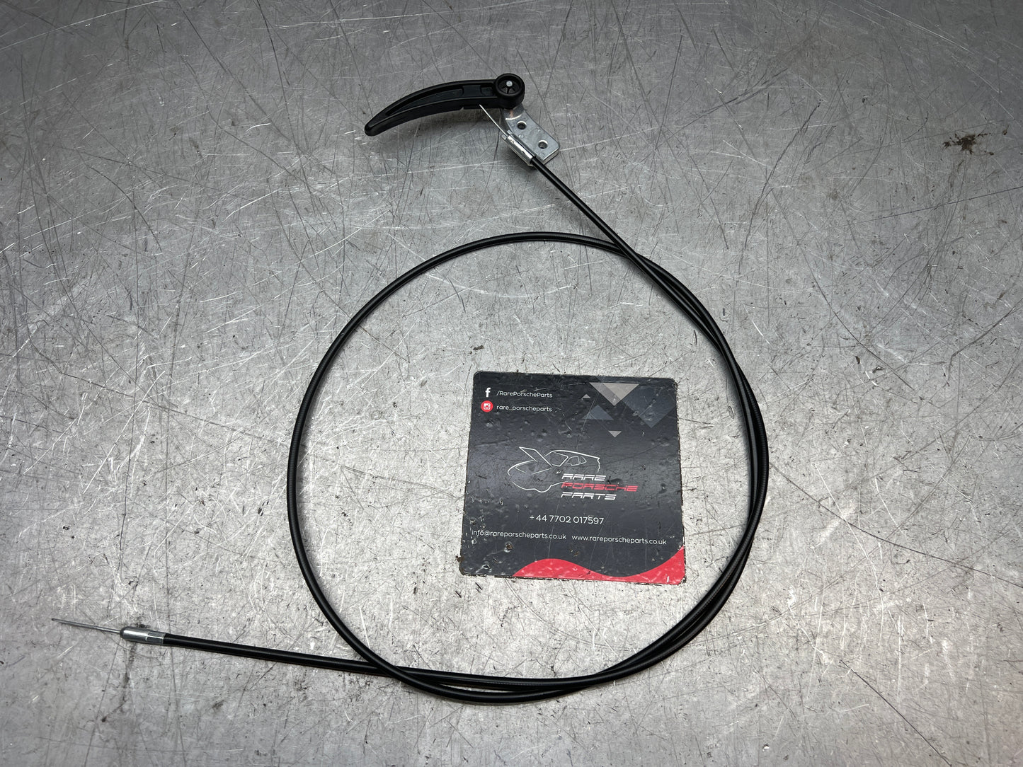 Porsche 924 bonnet release handle with cable, early type, New 477823531A