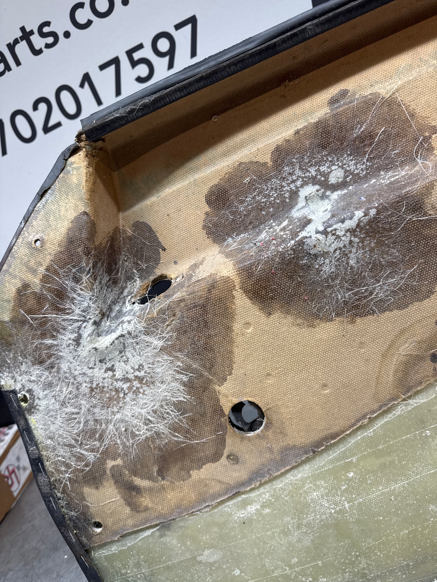 Porsche 924 Black LHD Left door card. Manual window (non electric). Fibreglass repaired. 477867012