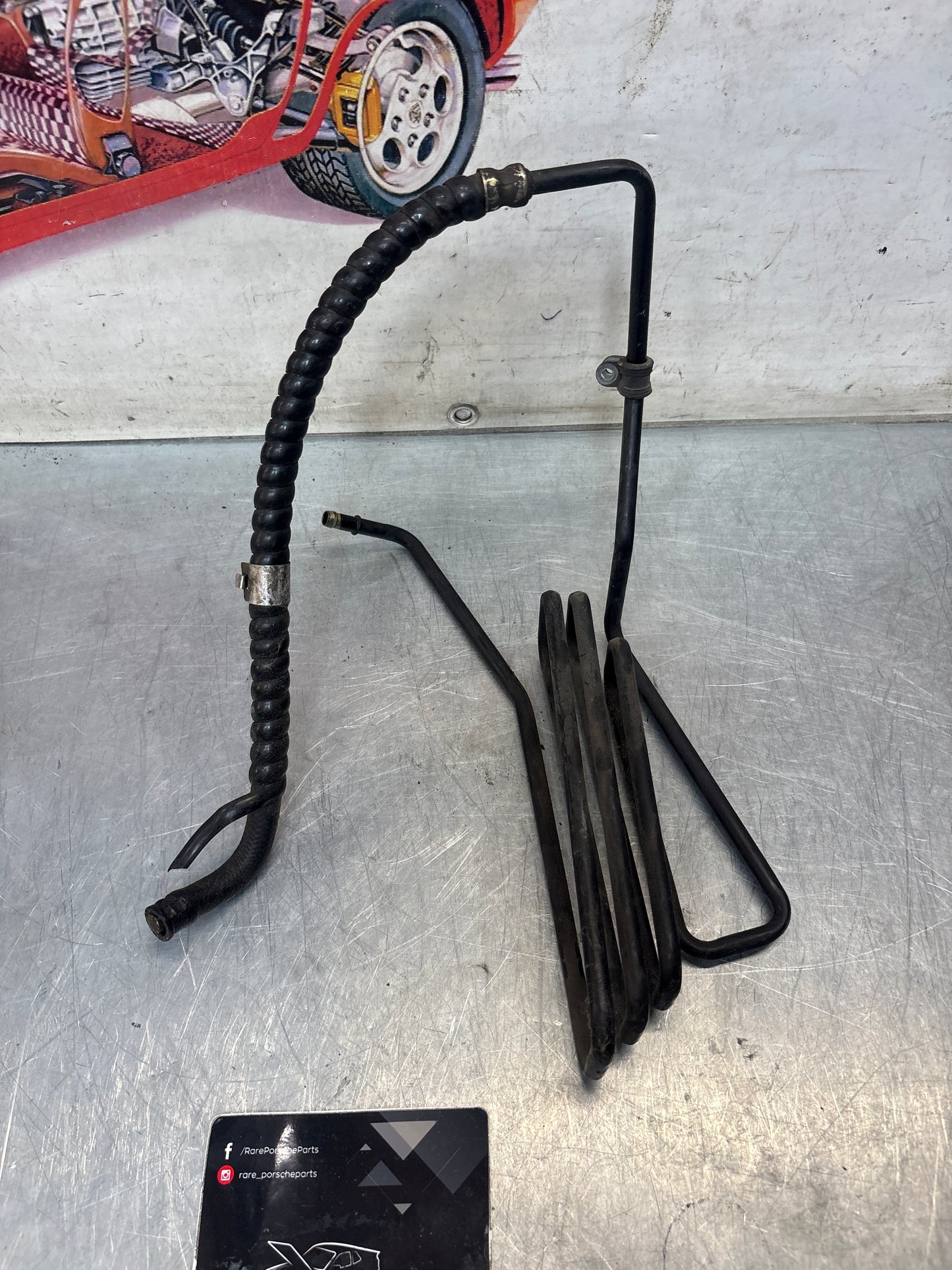 Porsche 944 PS Power steering return line pipe / cooler 944347459, used
