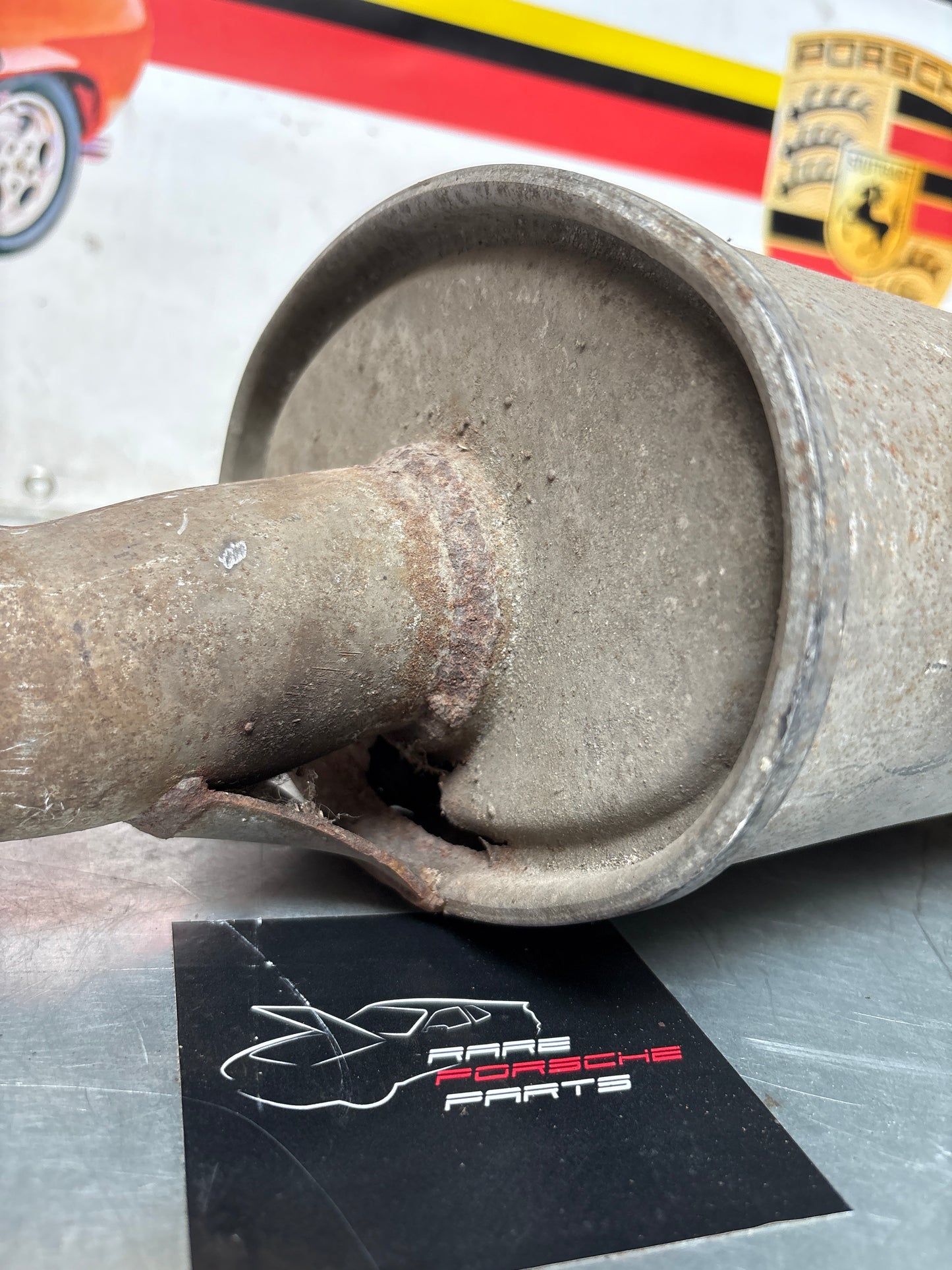 Porsche 944 Turbo exhaust system rear muffler, used, for spares or repair