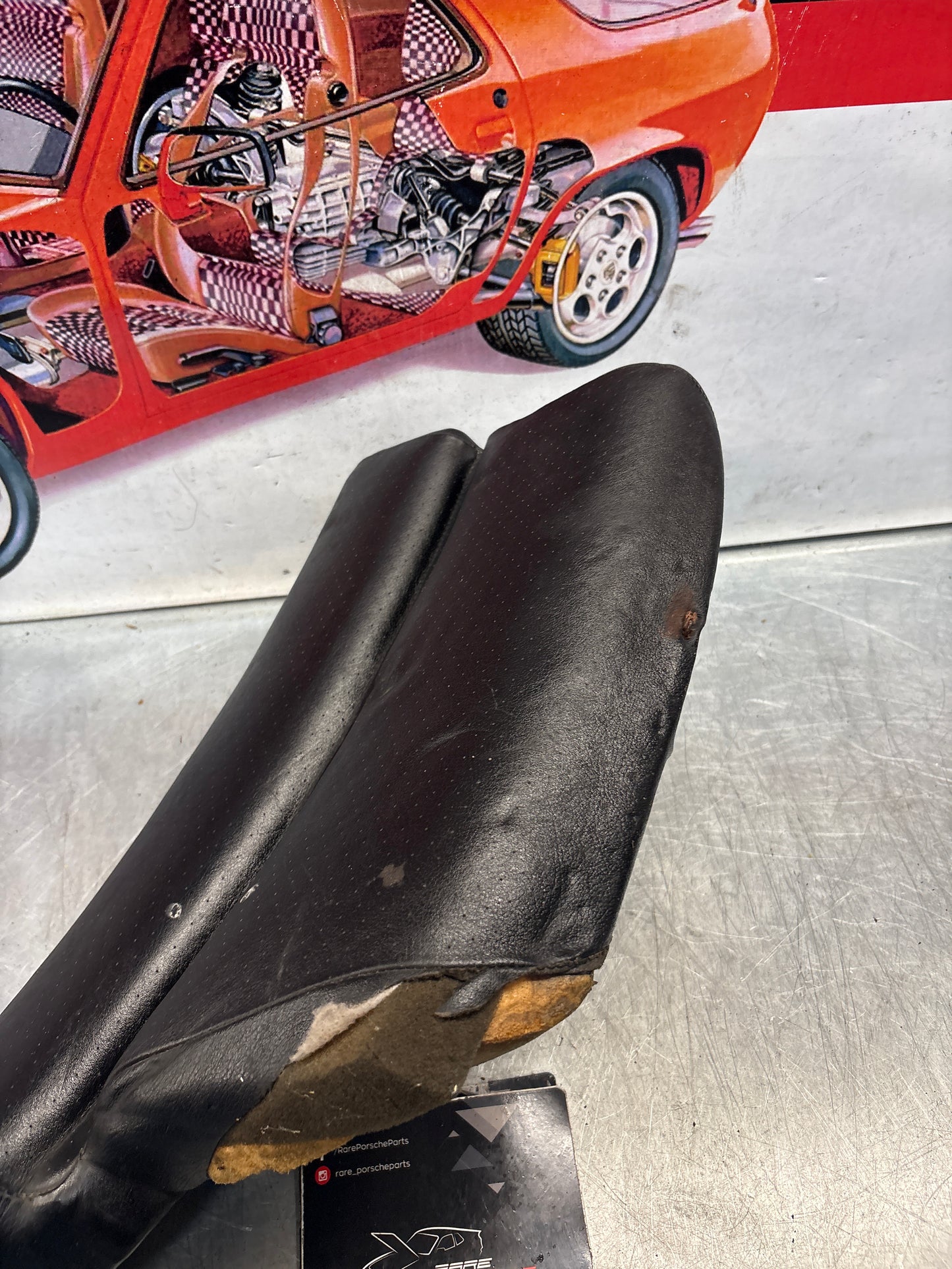 Porsche 928 rear left seat cushion, black, leather, used 92852205951