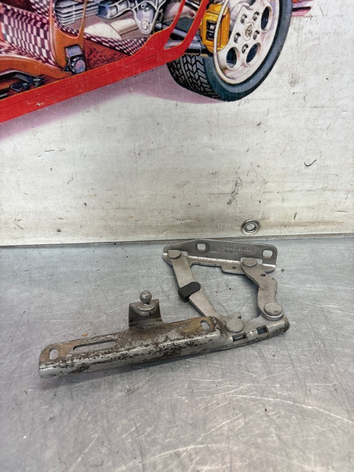 Porsche 911 996 / 986 engine deck lid hinge right side, used 99651215201
