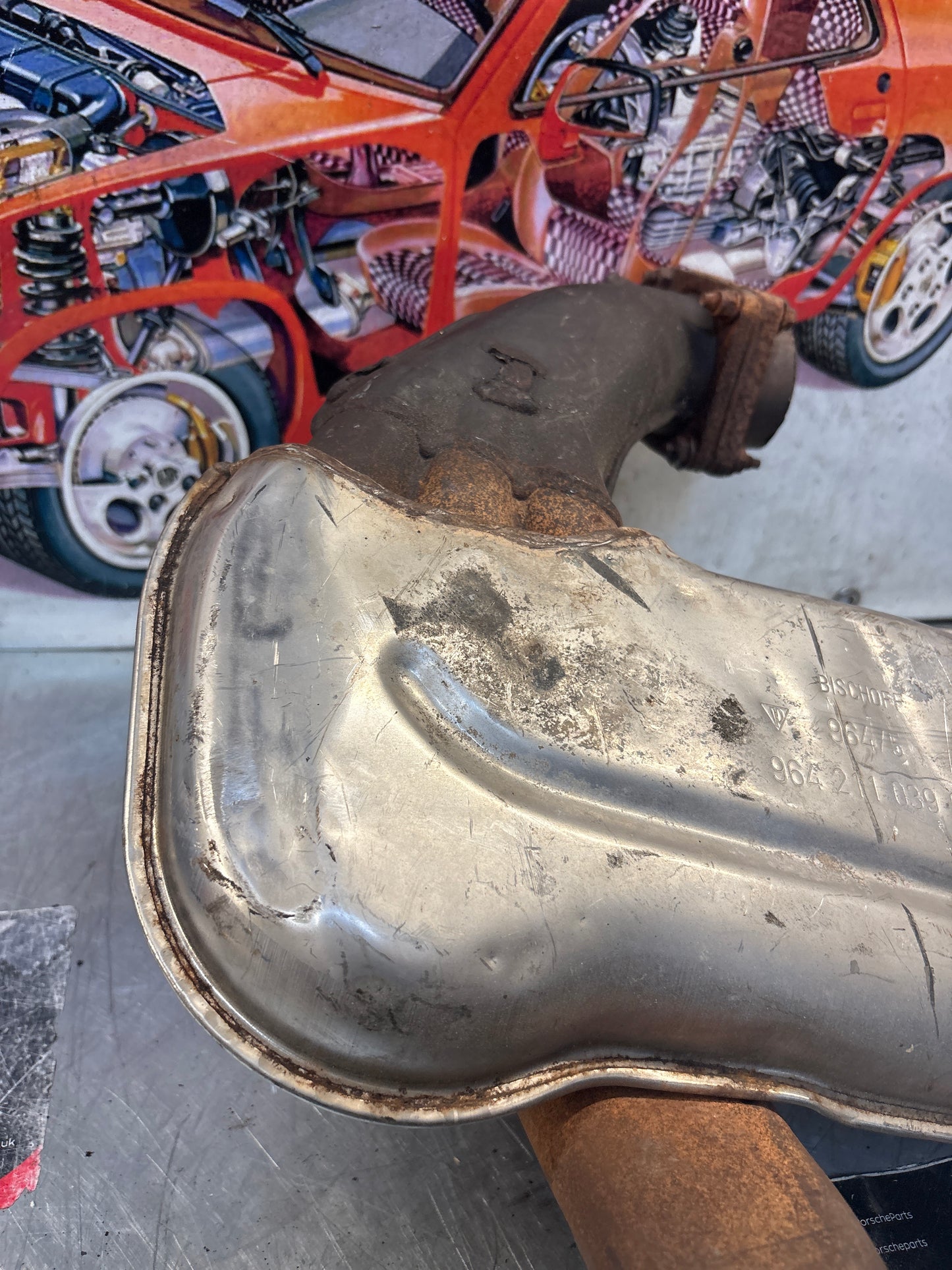 Porsche 911 964 left heat exchanger, used 96421103903