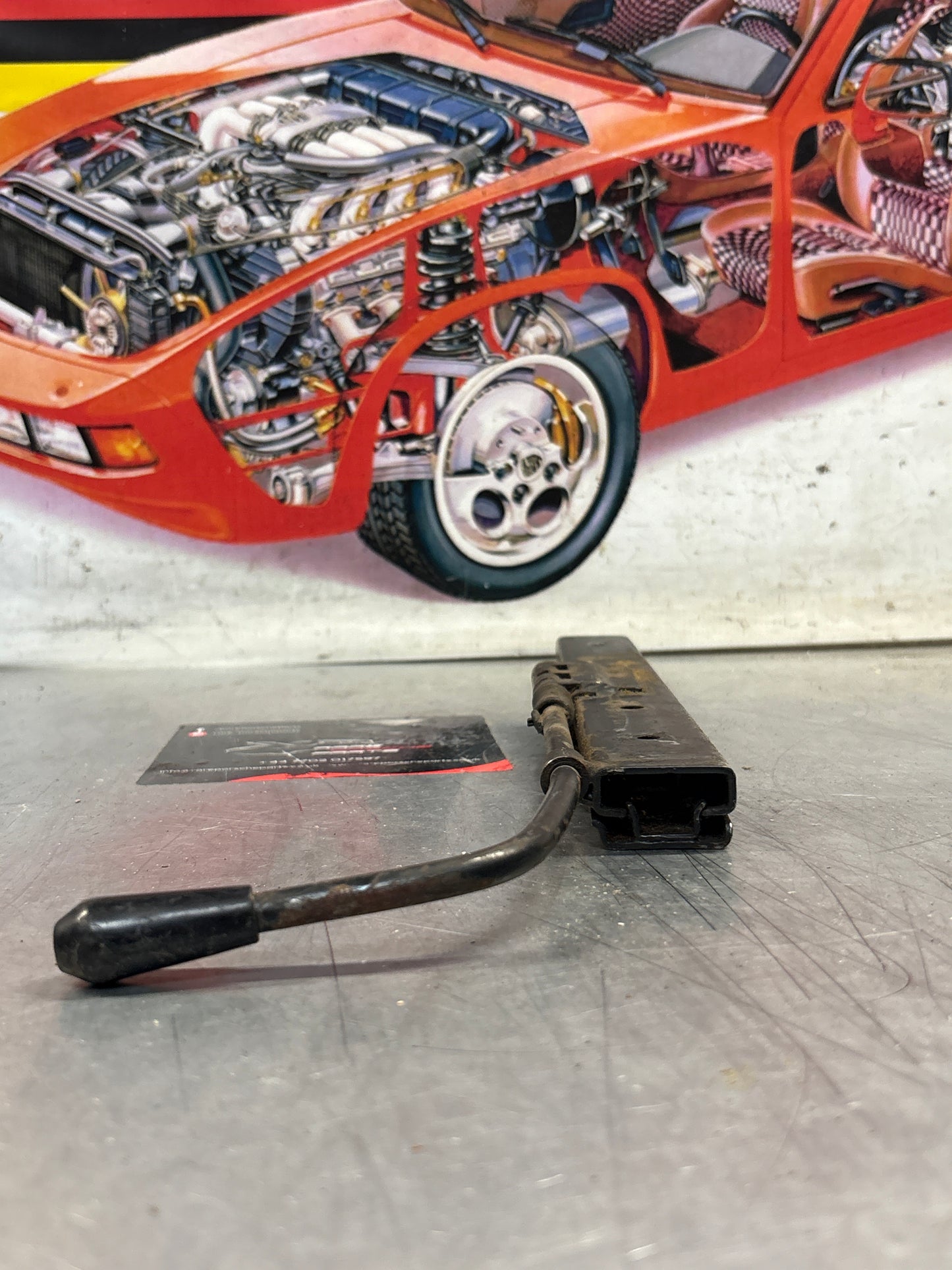 Porsche 924 944 911 left side seat runner with handle, used 92852148902