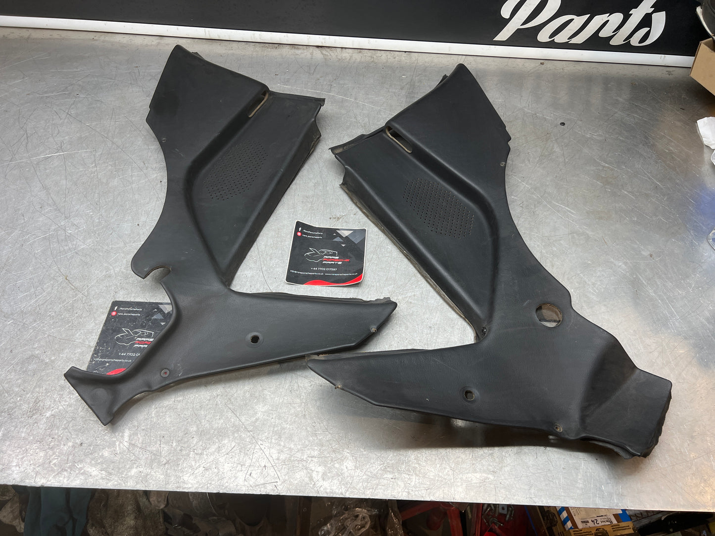Porsche 944 black rear interior C Post trims/cards. Quarter panel trim used 944555021 944555022
