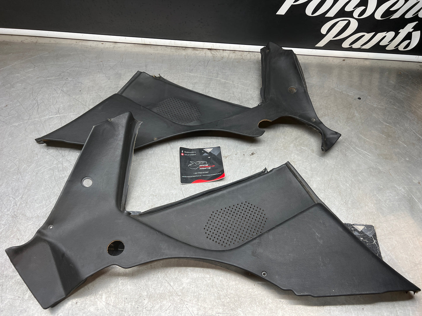 Porsche 944 black rear interior C Post trims/cards. Quarter panel trim used 944555021 944555022