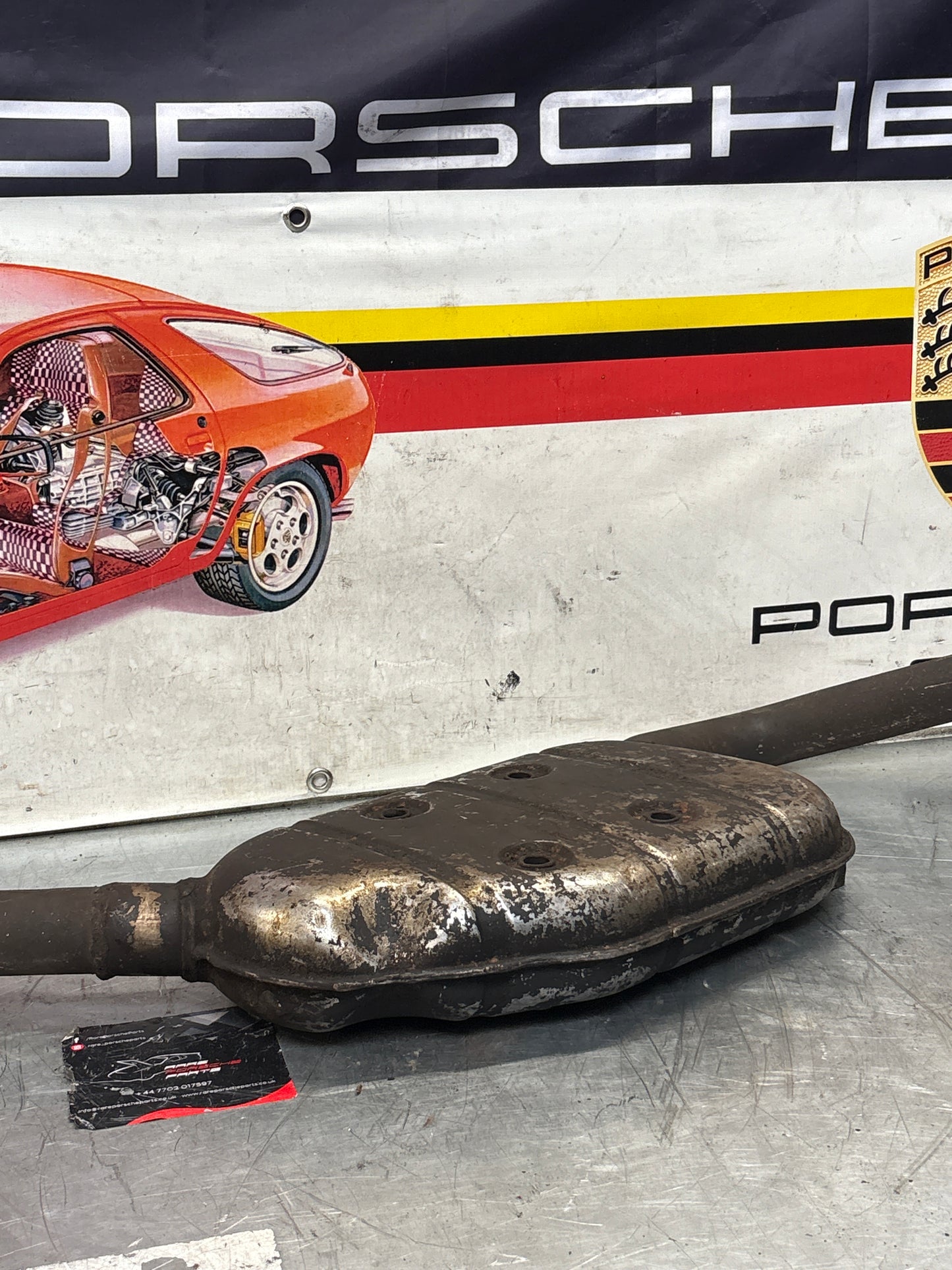 Porsche 928 Left side silencer, used 92811109301
