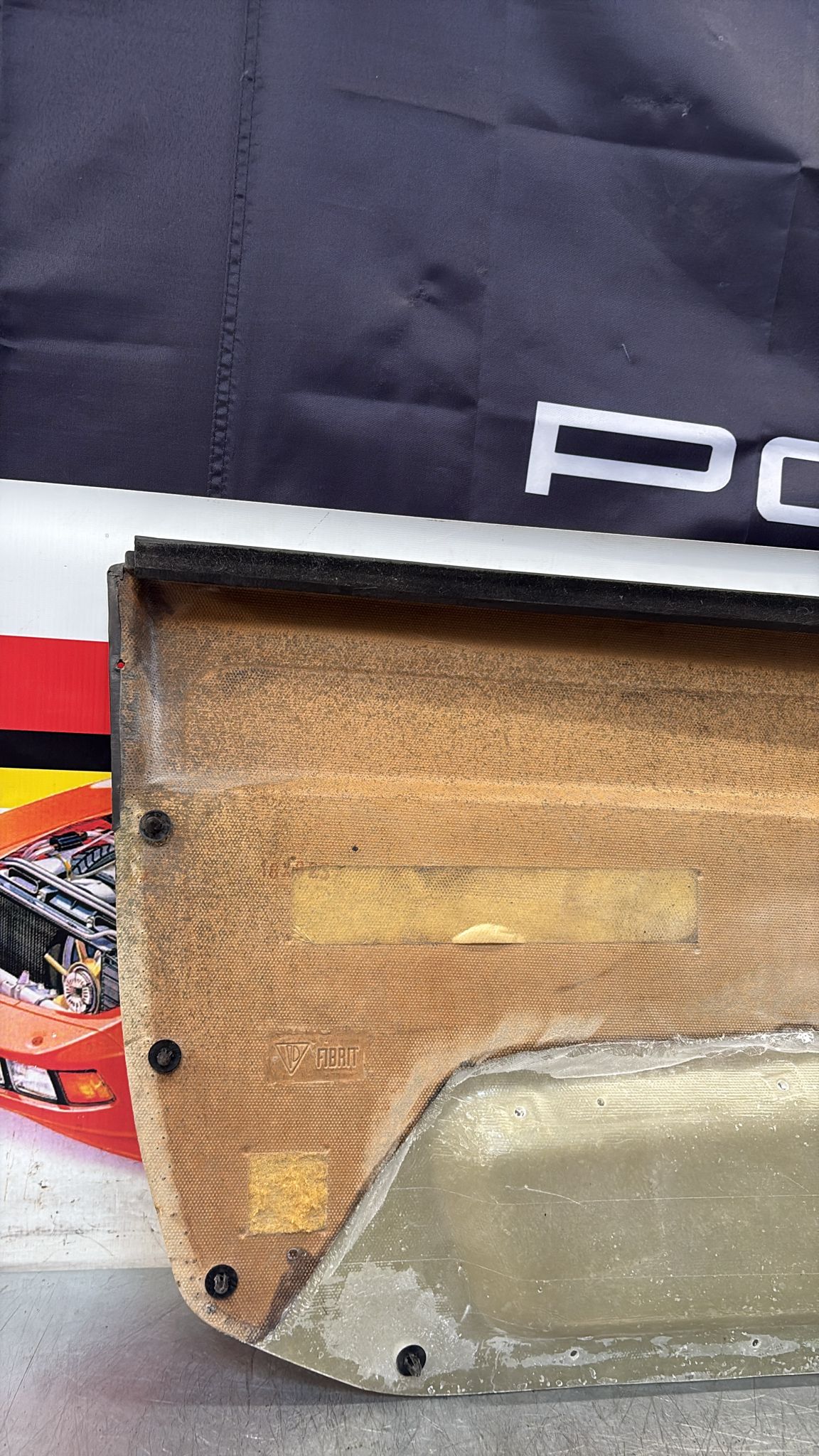 Porsche 924 / 944 early right electric Used door card, black, 477867012 no fabric!