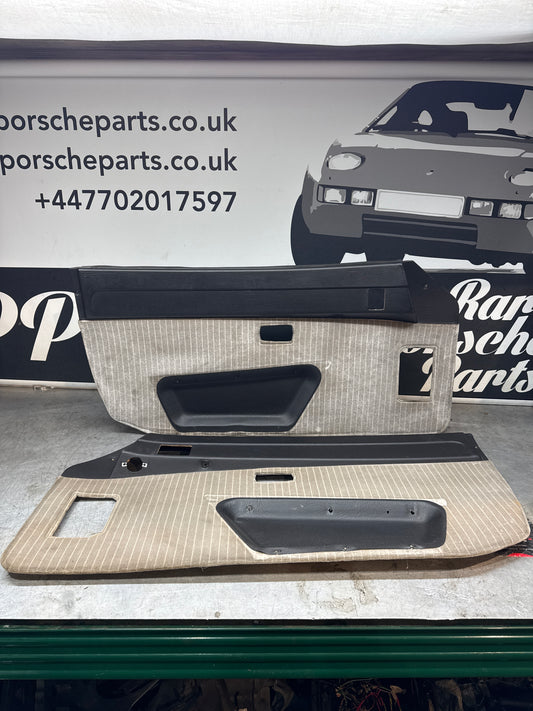 Porsche 924/ Early 944 Pair of Champaign Pinstripe door cards. RHD.