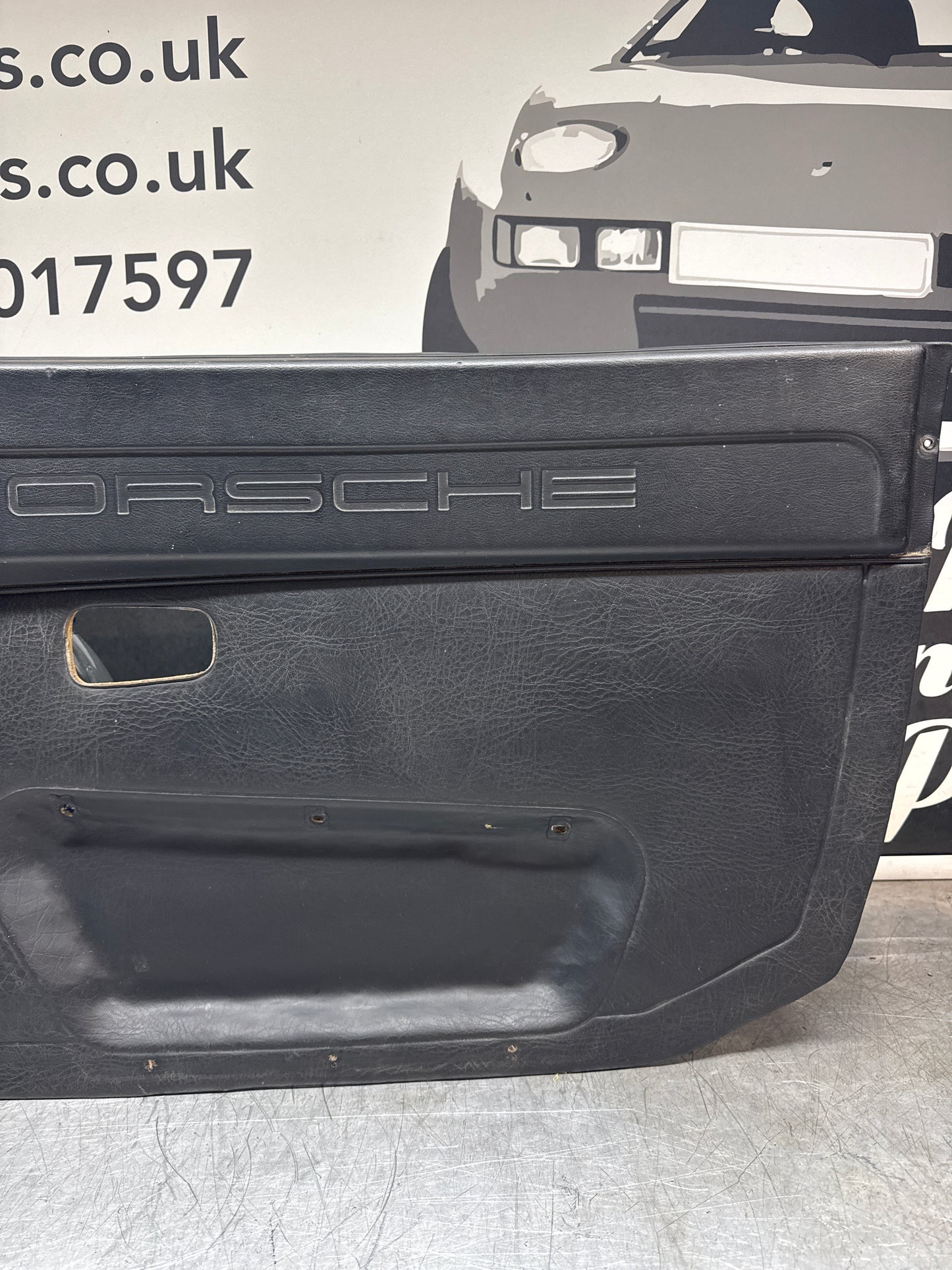 Porsche 924/944 early Porsche scripted door card used right side, Rhd, Fibreglass repaired 478867012