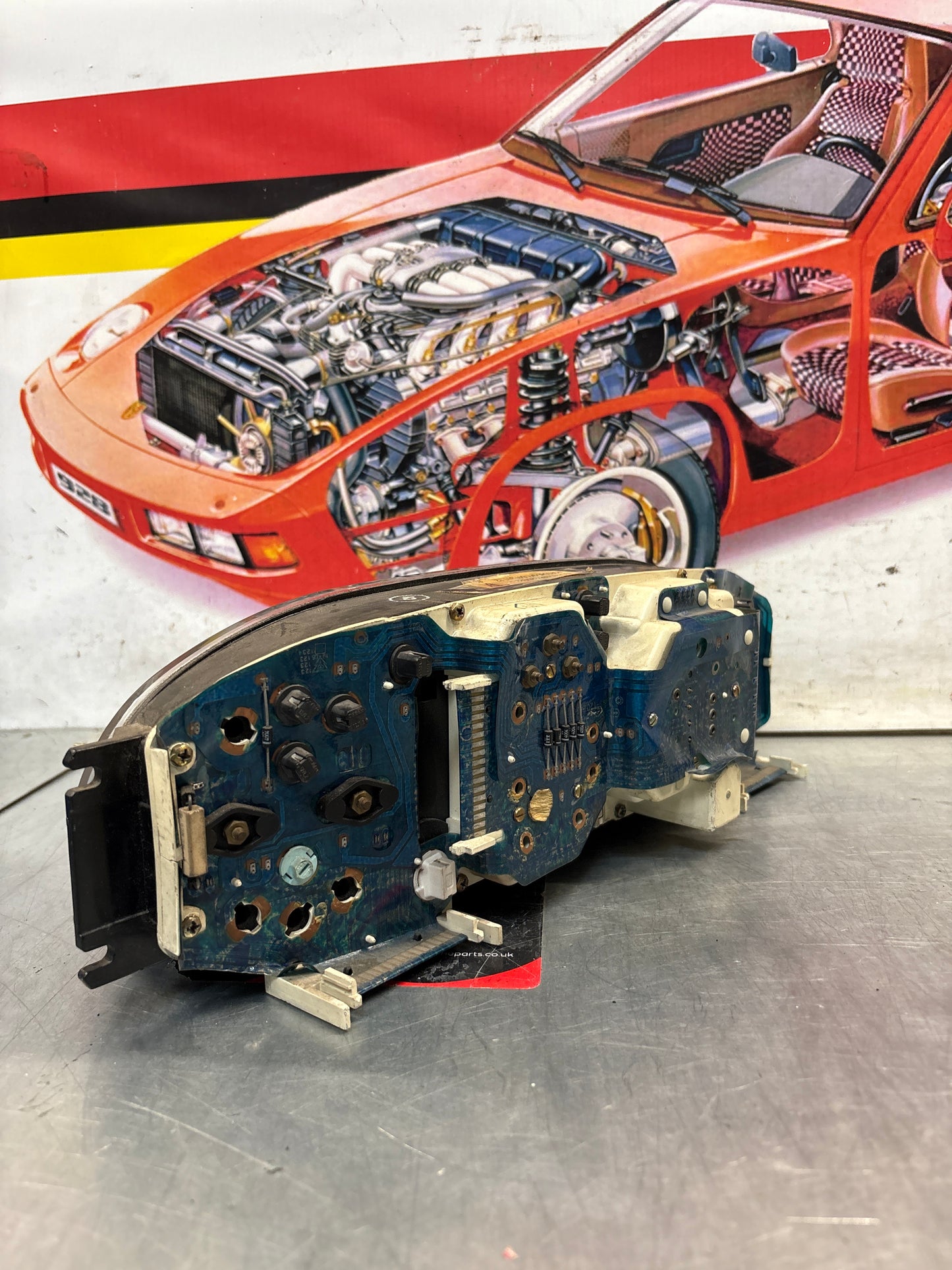 Porsche 944 dash clock binnacle pod speedometer, showing 103692 Km, used 94464131112