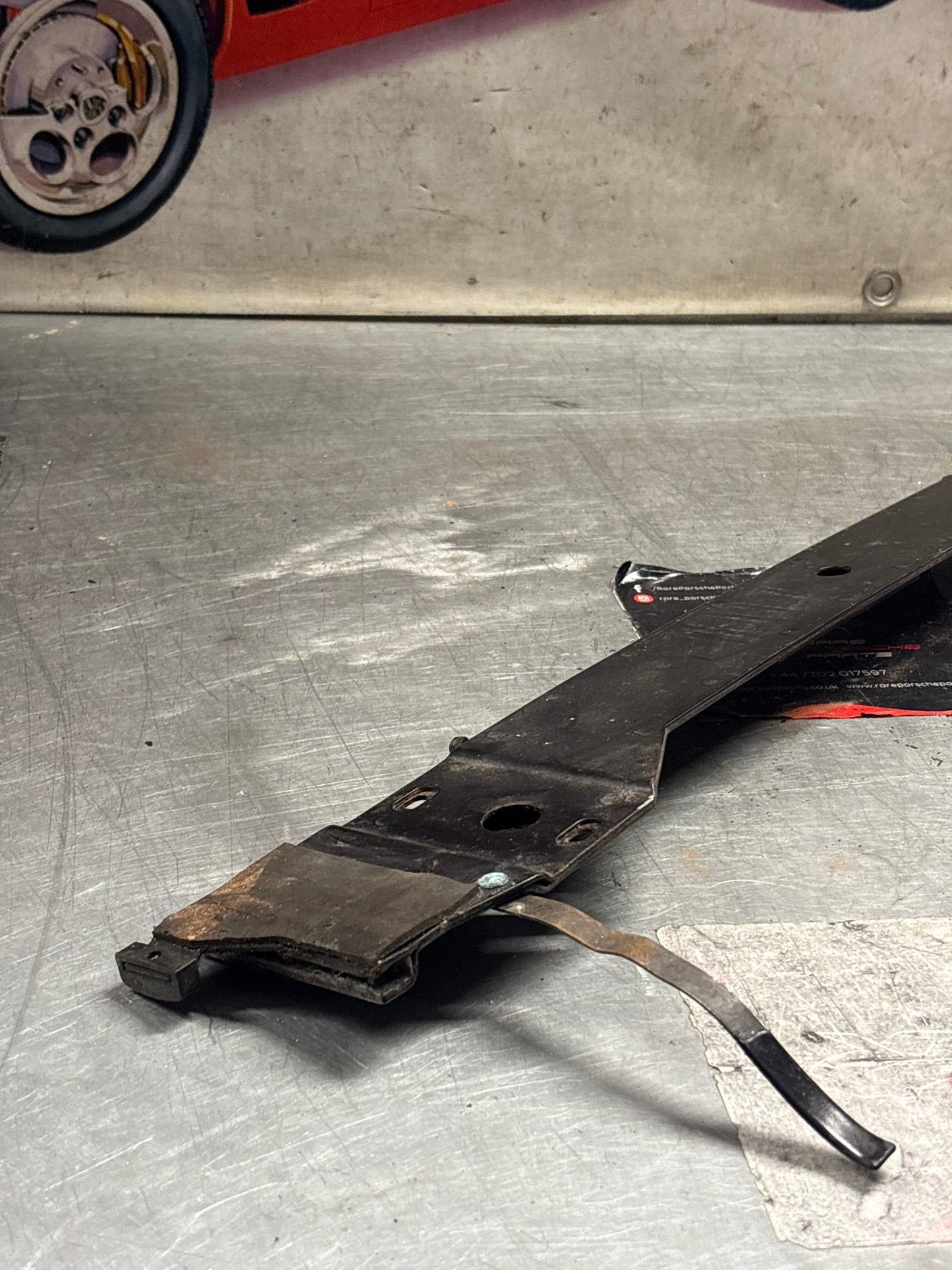 Porsche 928 S4 sunroof guide with slider, and guide shoe used 92856406140 / 92856426702 / 92856426803