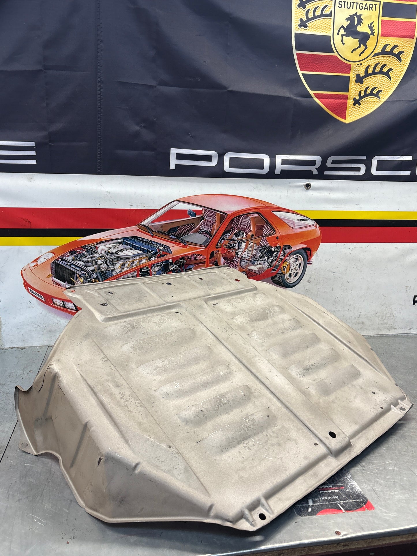 Porsche 924 early steel engine tray / belly pan / undertray used 477407583C refurbished