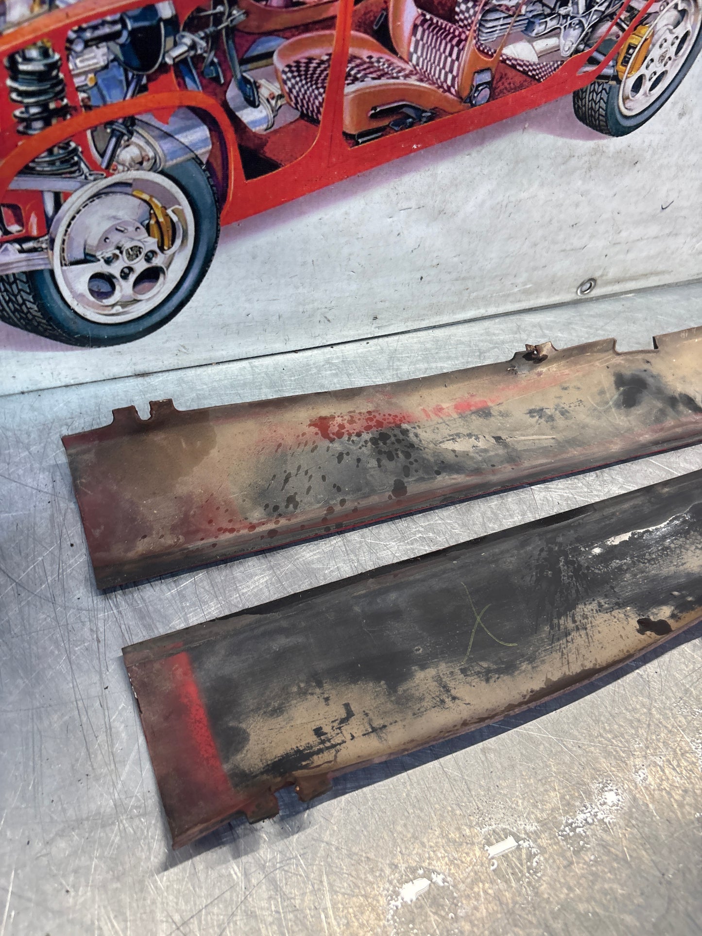 Porsche 924 Carrera GT pair of side skirt trim, for spares or repair 93755902700 / 93755902800