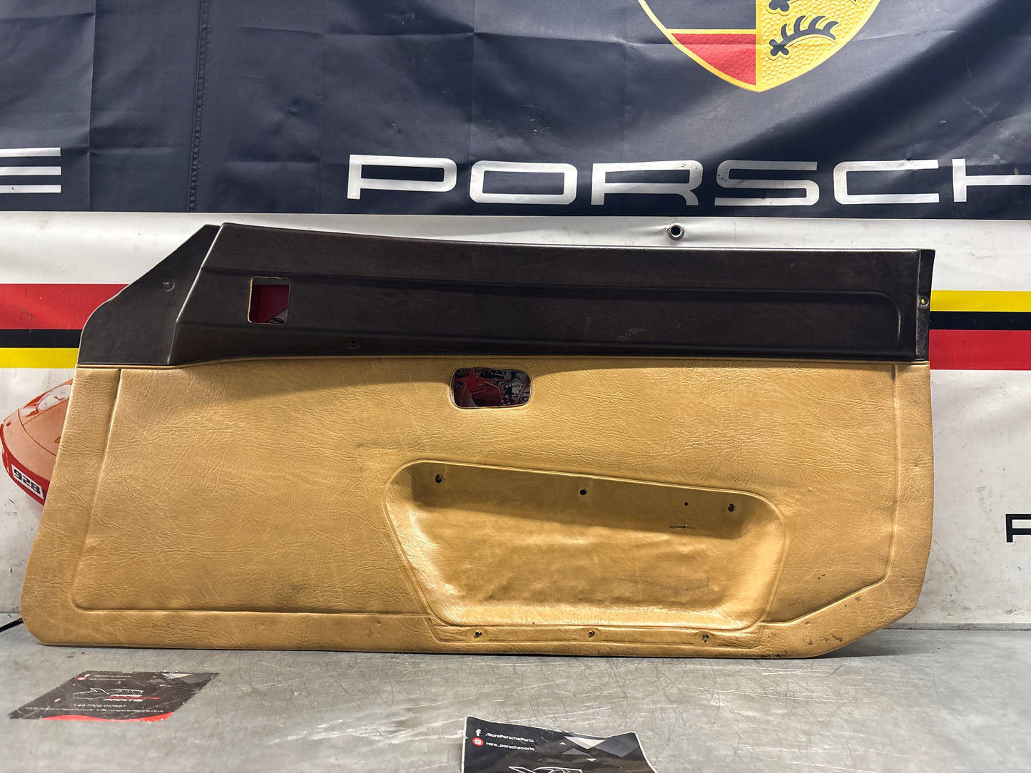Porsche 924 brown/beige electric window door card, right, off side 477867012 used