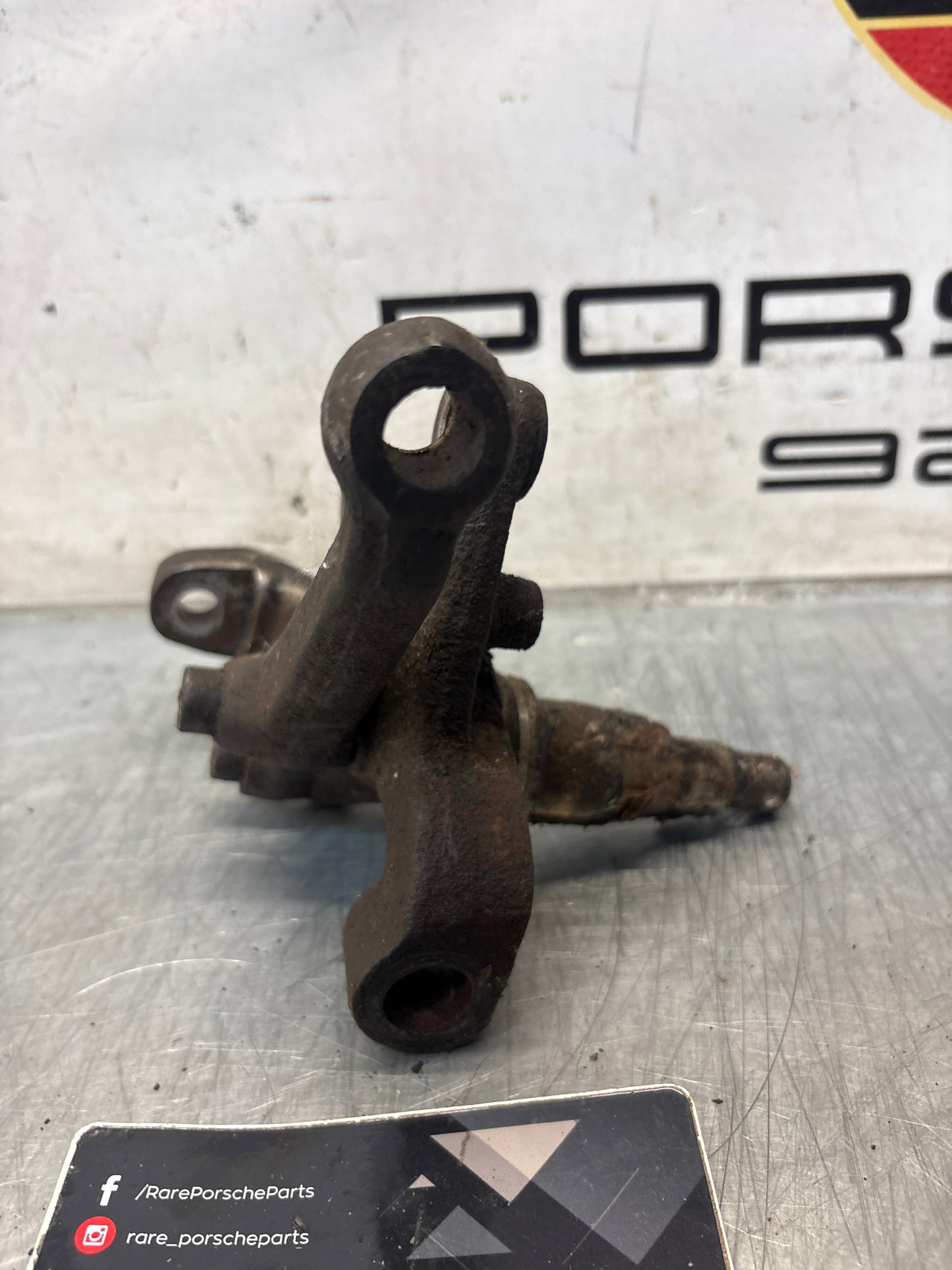 Porsche 928 right steering spindle knuckle, used 92834105803