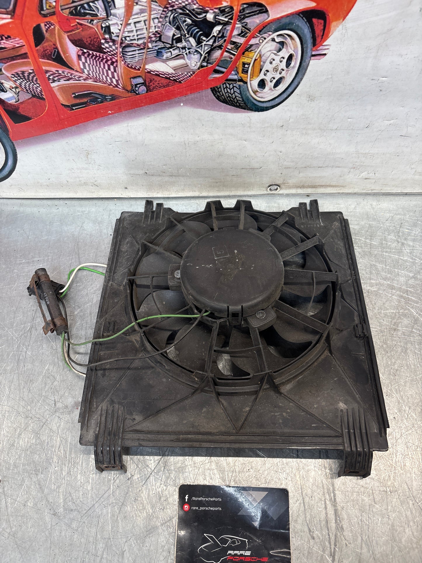Porsche Boxster front left radiator fan motor, used, tested 99662403501