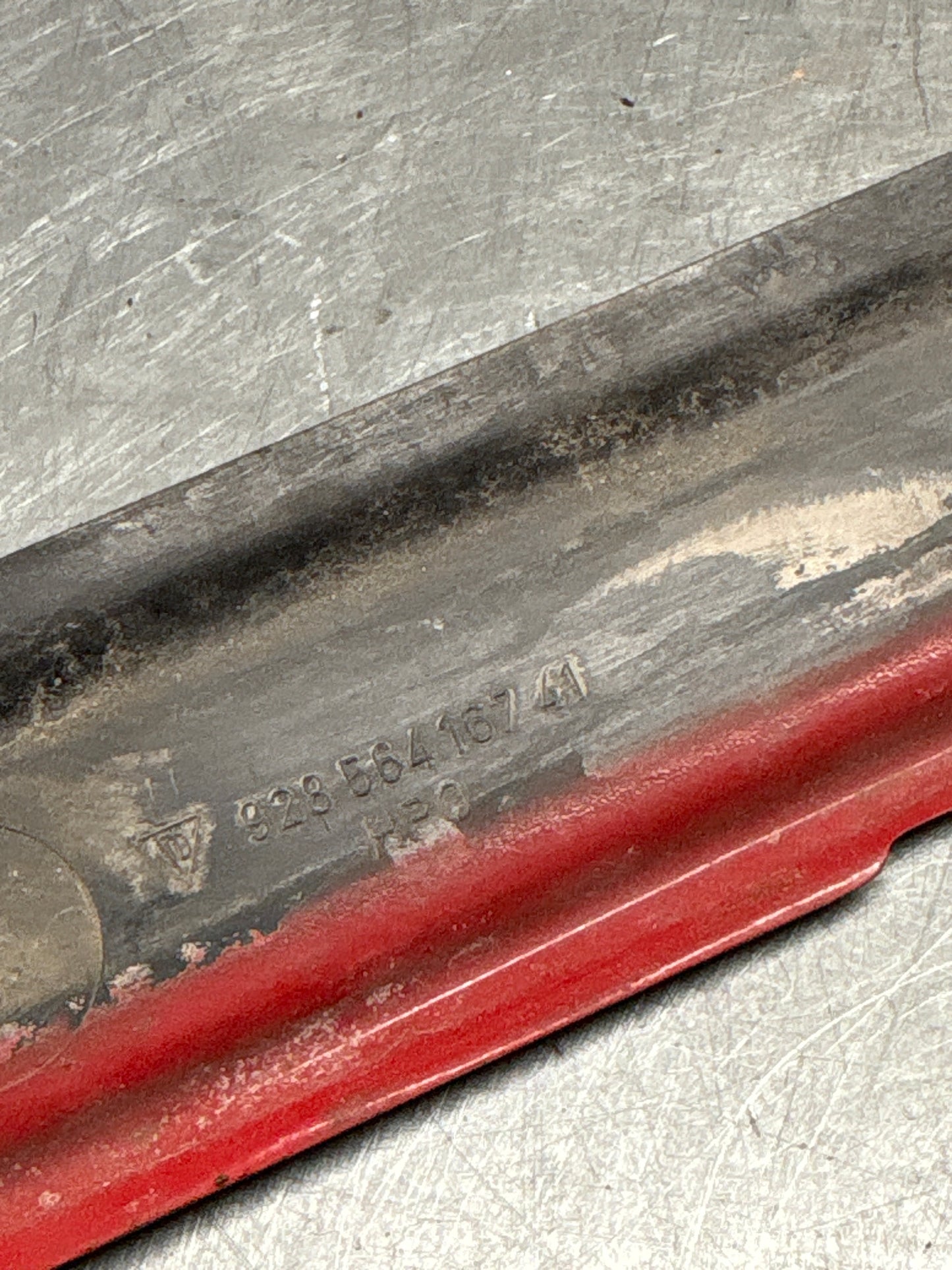 Porsche 928 water drain plate, used 92856416741